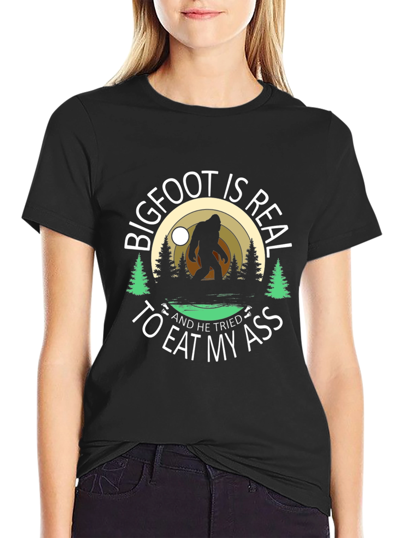 Bigfoot is Real Funny Graphic T-Shirt