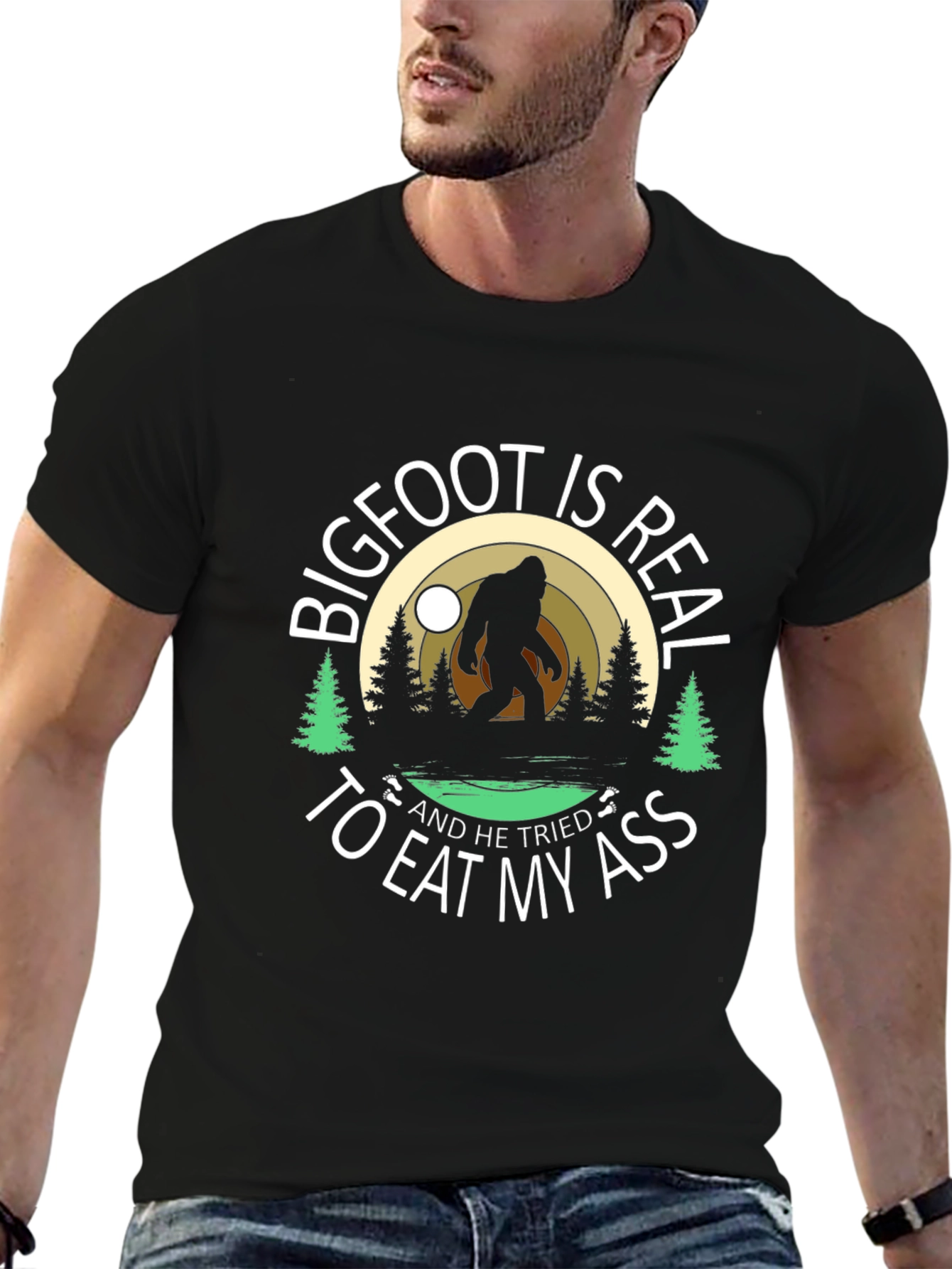 Bigfoot is Real Funny Graphic T-Shirt
