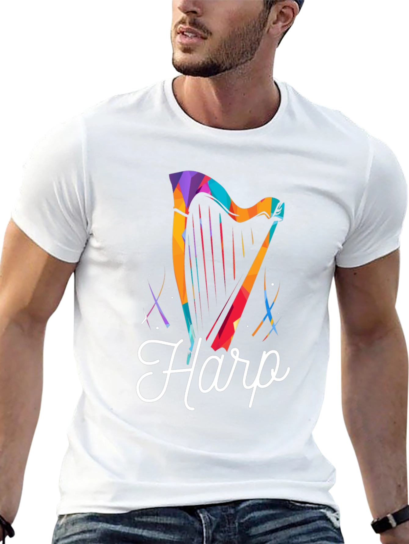 Harp Graphic Tee - Stylish Musician T-Shirt