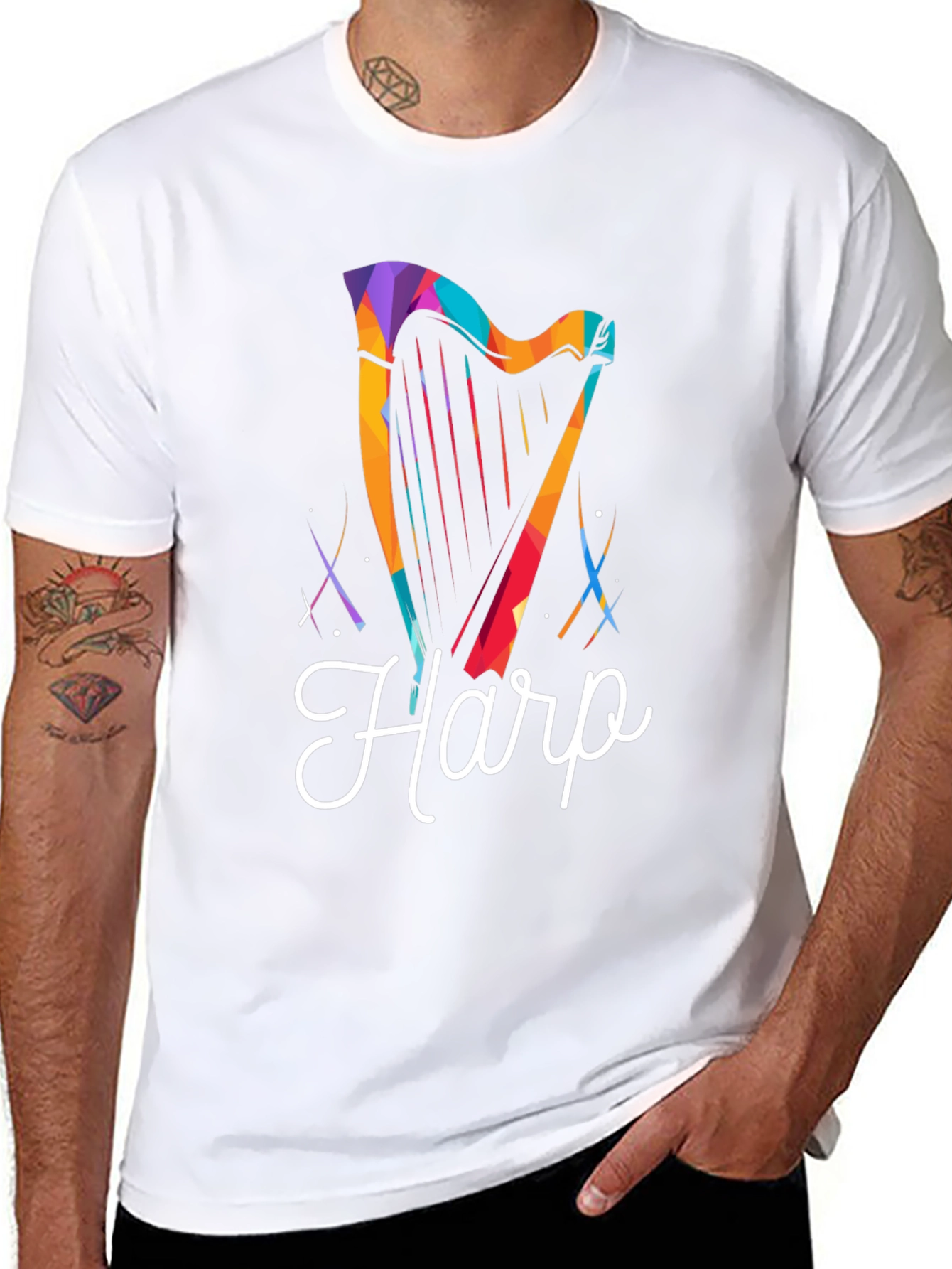 Harp Graphic Tee - Stylish Musician T-Shirt