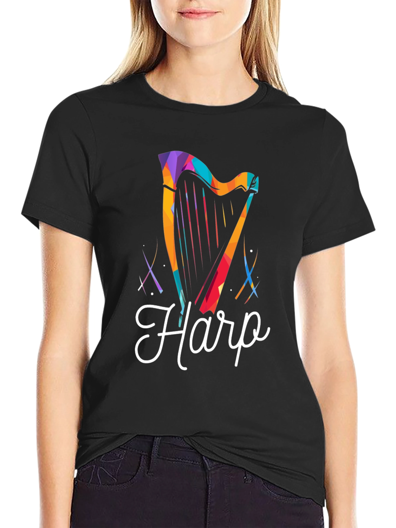 Harp Graphic Tee - Stylish Musician T-Shirt
