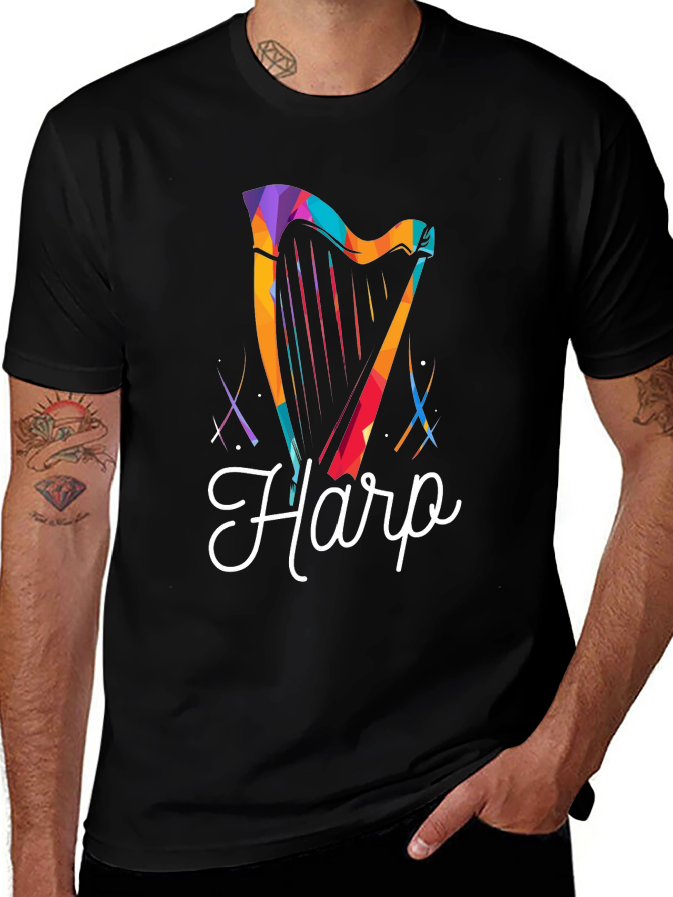 Harp Graphic Tee - Stylish Musician T-Shirt