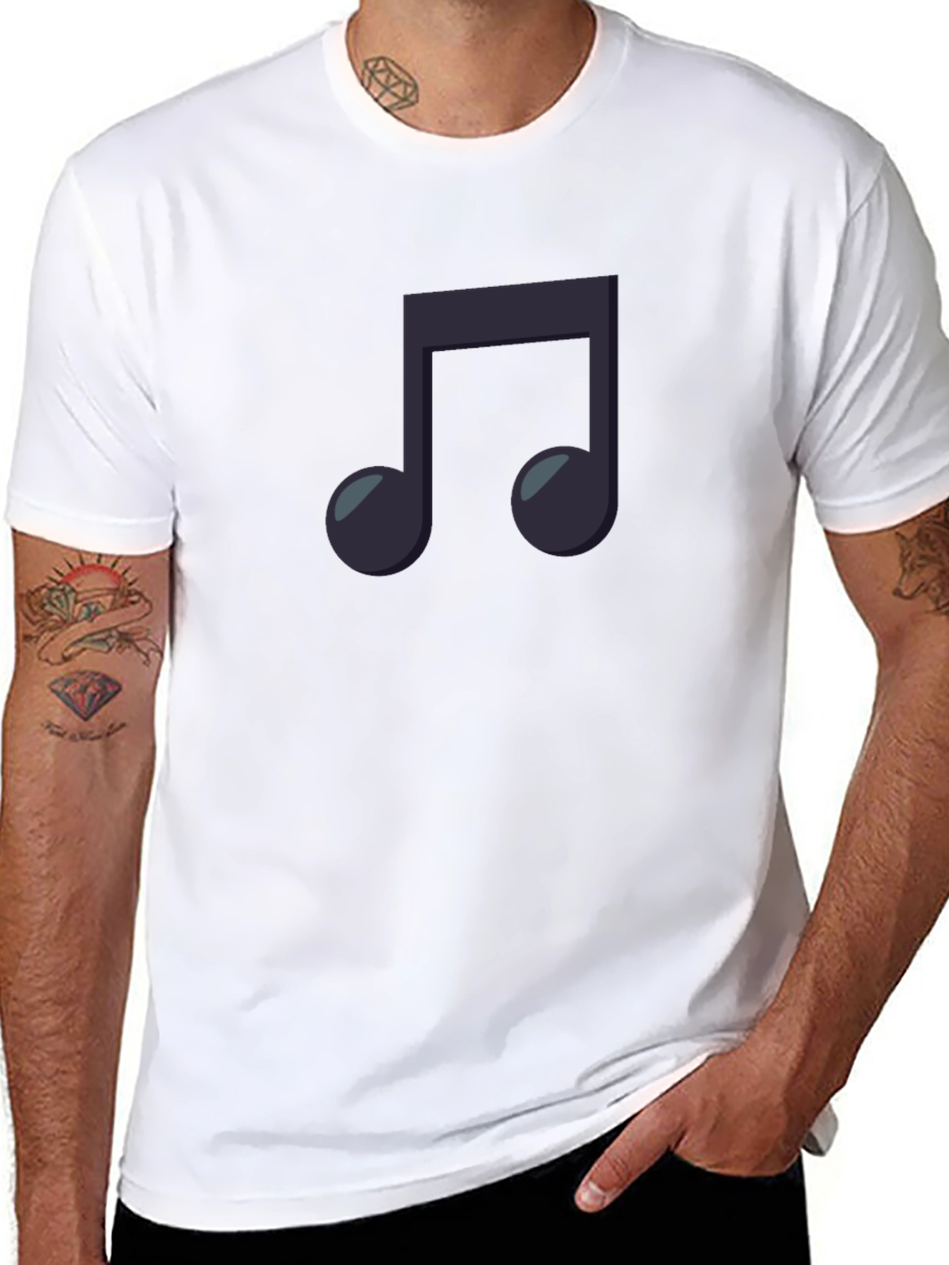 Musical Note Graphic Black T-Shirt
