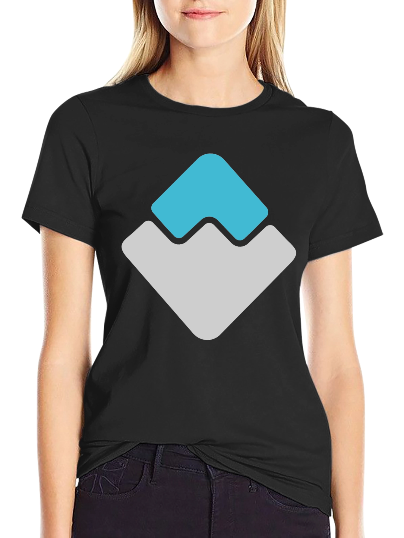 Modern Logo Graphic Print Black T-Shirt
