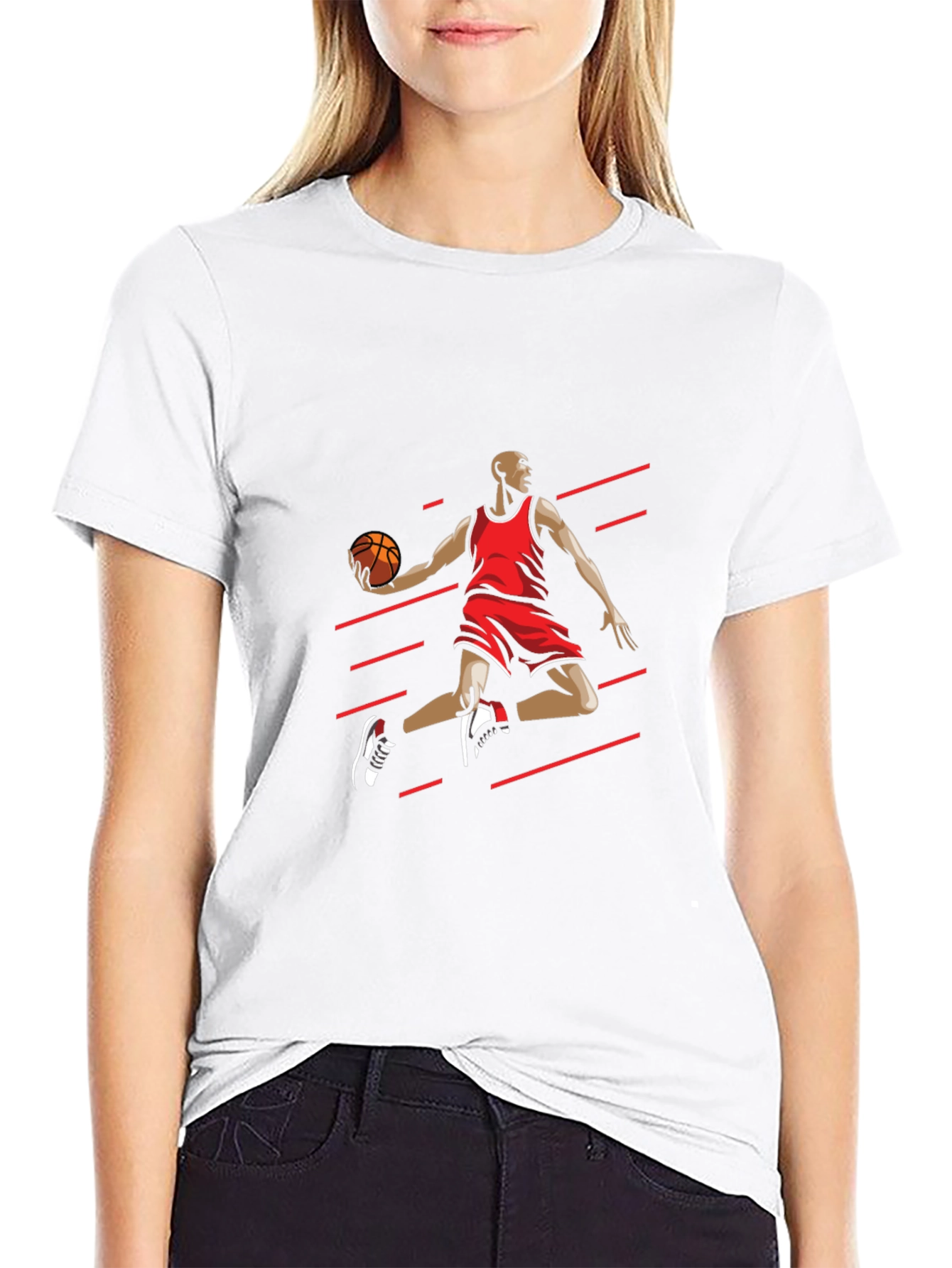Mens Black T-shirt - Basketball Player Graphic
