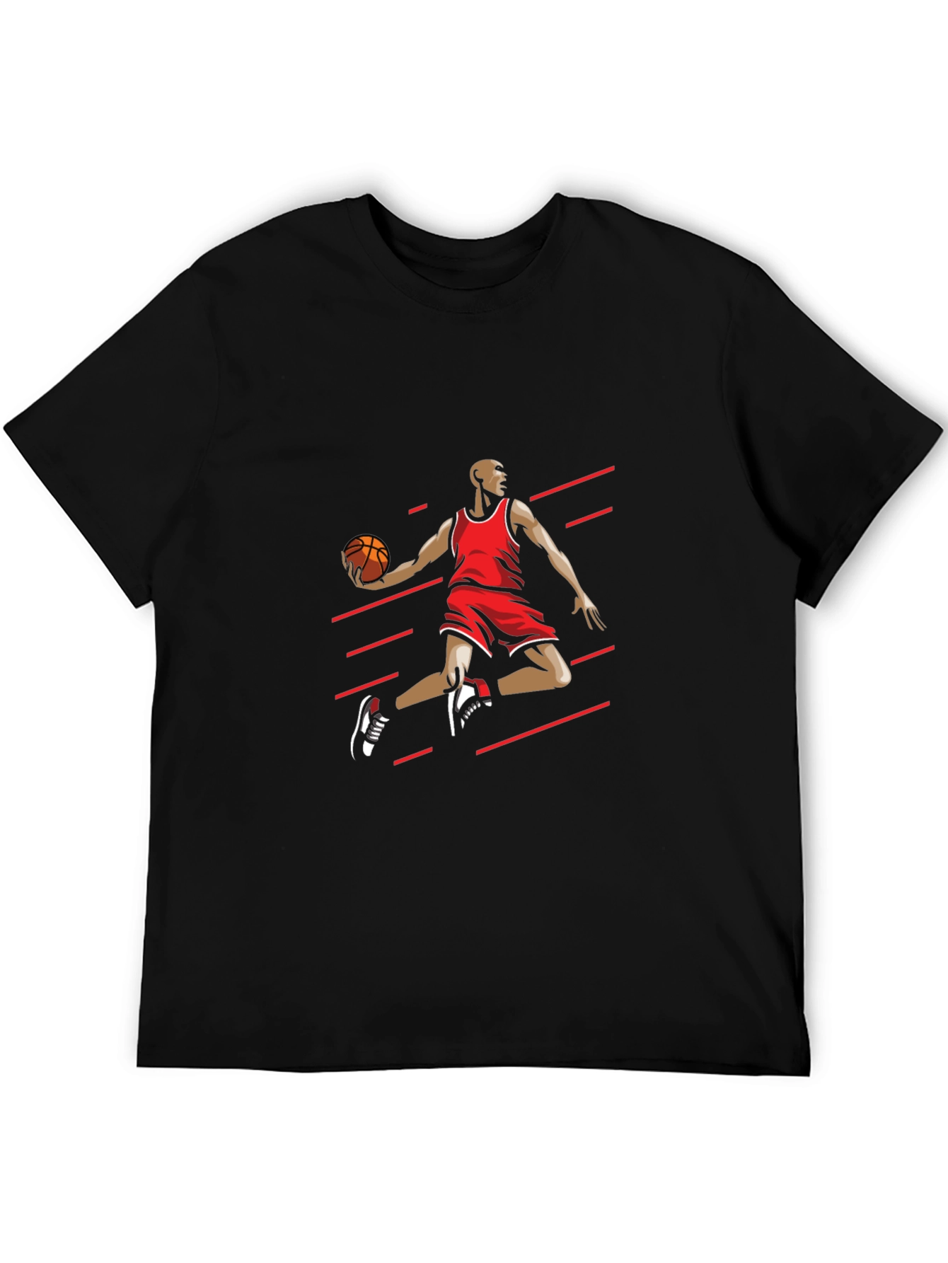 Mens Black T-shirt - Basketball Player Graphic