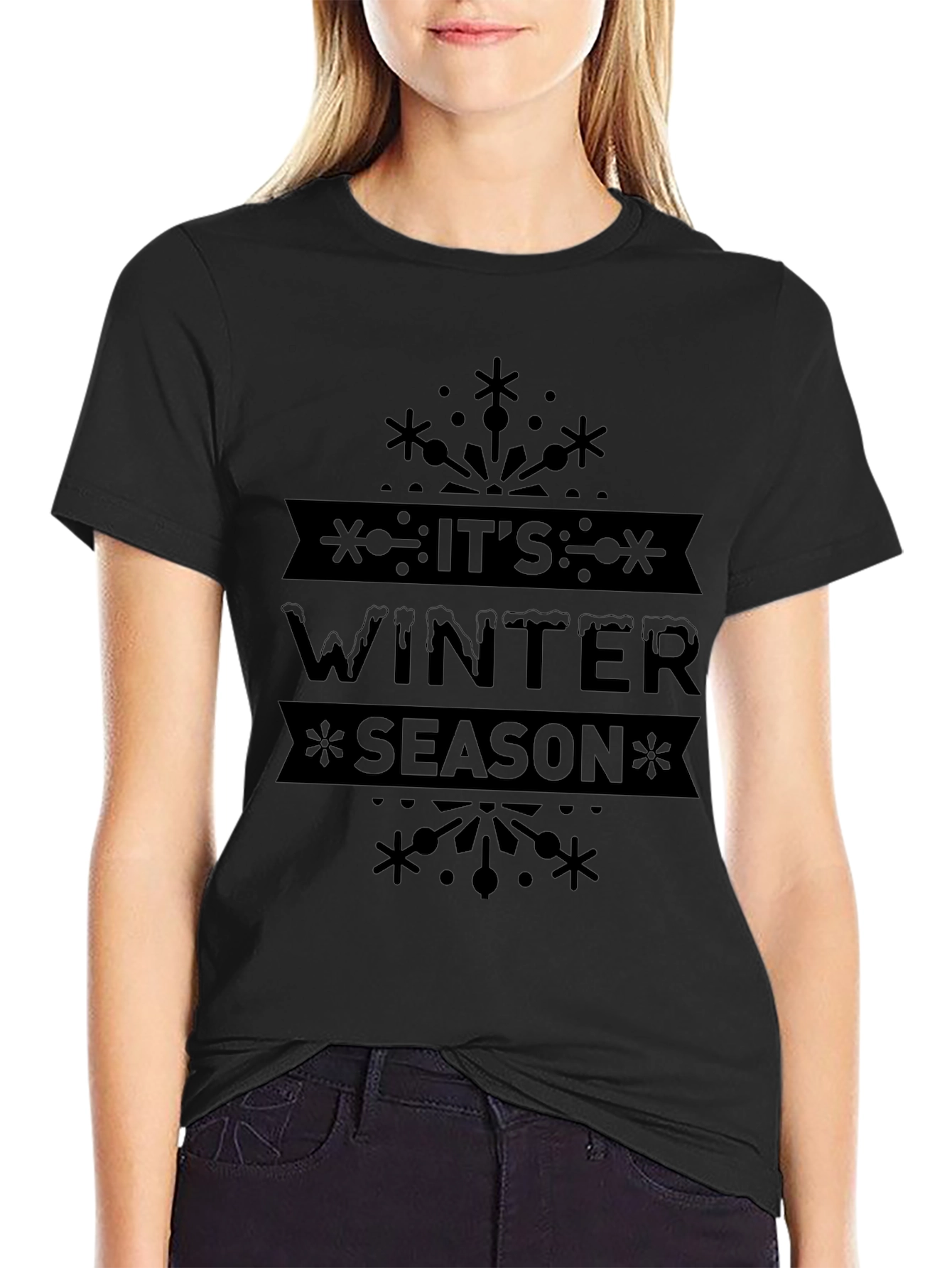 Its Winter Season Black T-Shirt