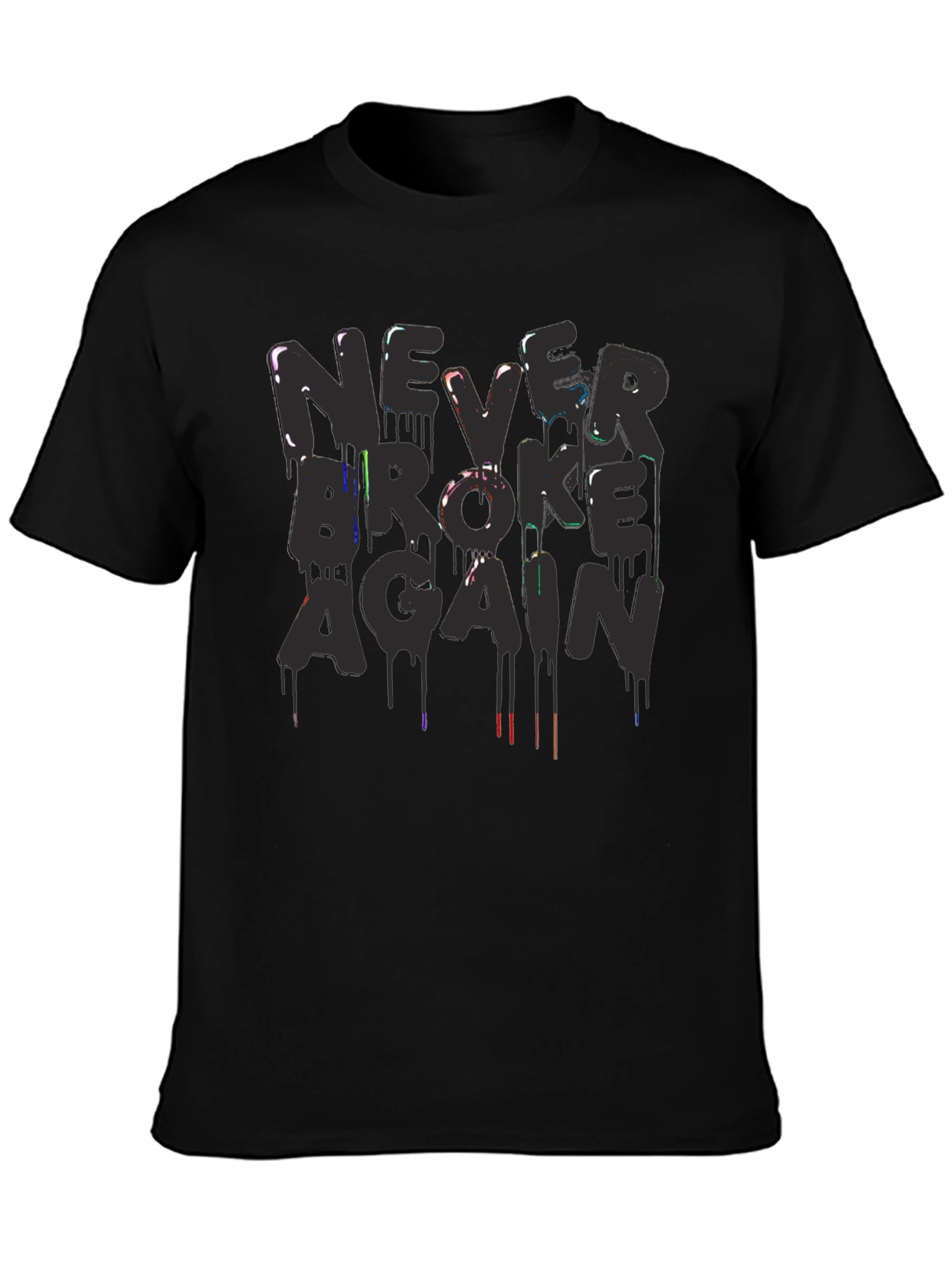 Never Broke Again Graphic Print Black T-Shirt