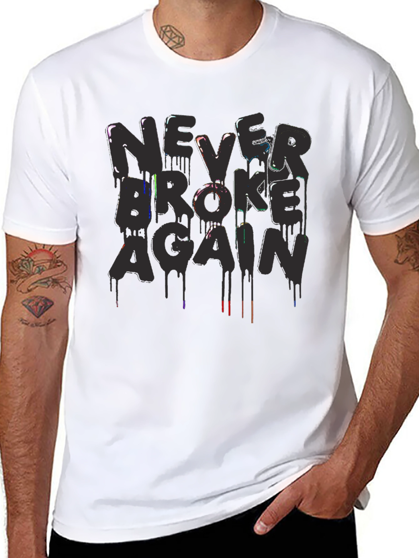 Never Broke Again Graphic Print Black T-Shirt