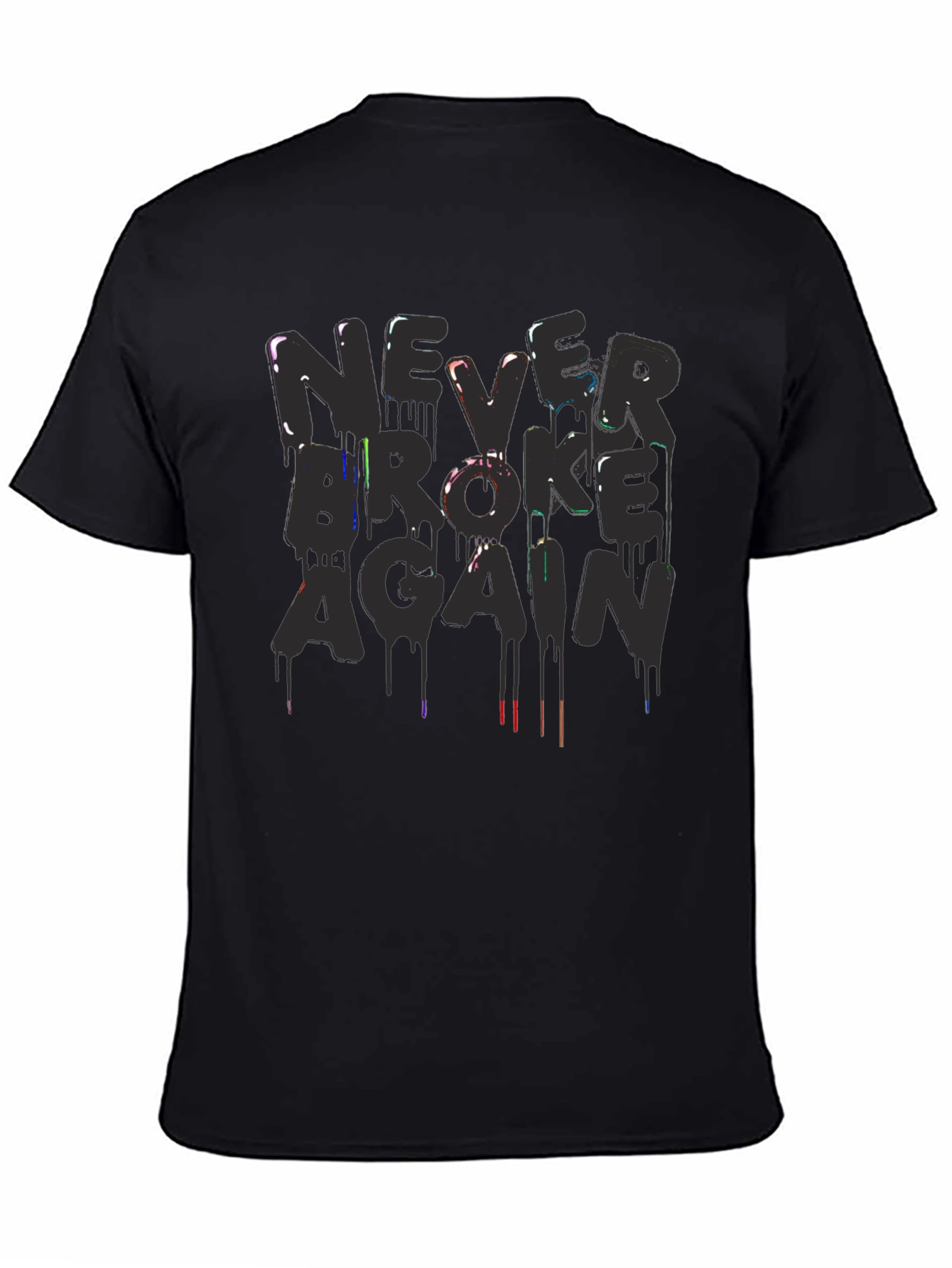 Never Broke Again Graphic Print Black T-Shirt