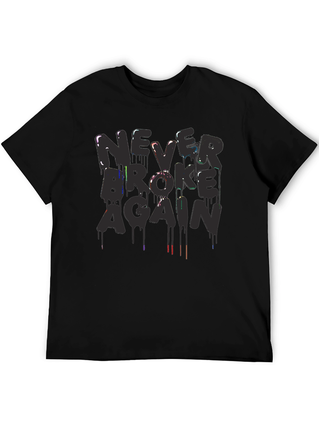 Never Broke Again Graphic Print Black T-Shirt