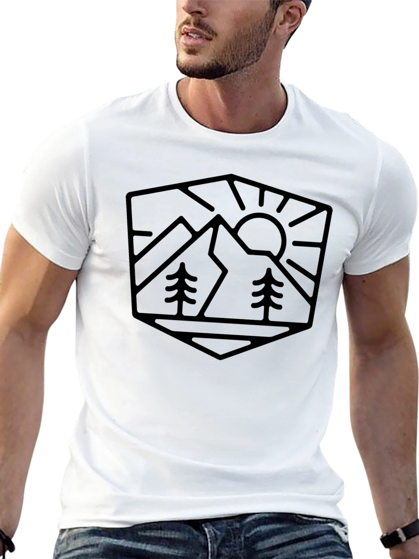 Mountain Scene Graphic Tee - Black
