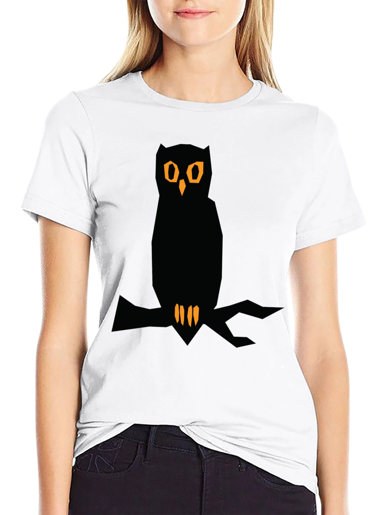 Owl Graphic Tee - Black Crew Neck T-Shirt