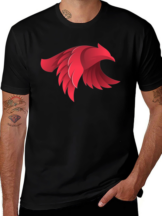 Bold Red Bird Graphic Black T-Shirt
