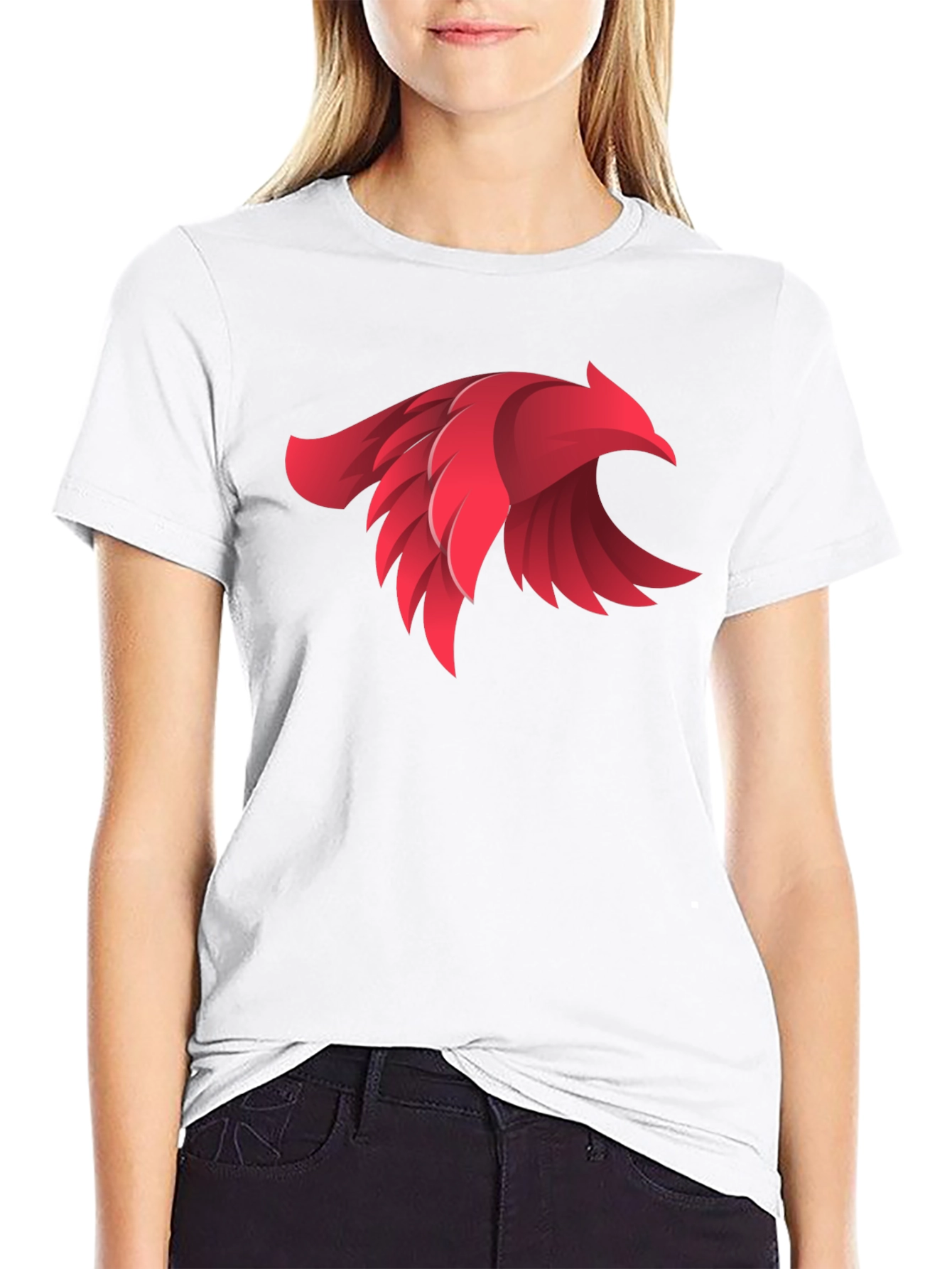 Bold Red Bird Graphic Black T-Shirt