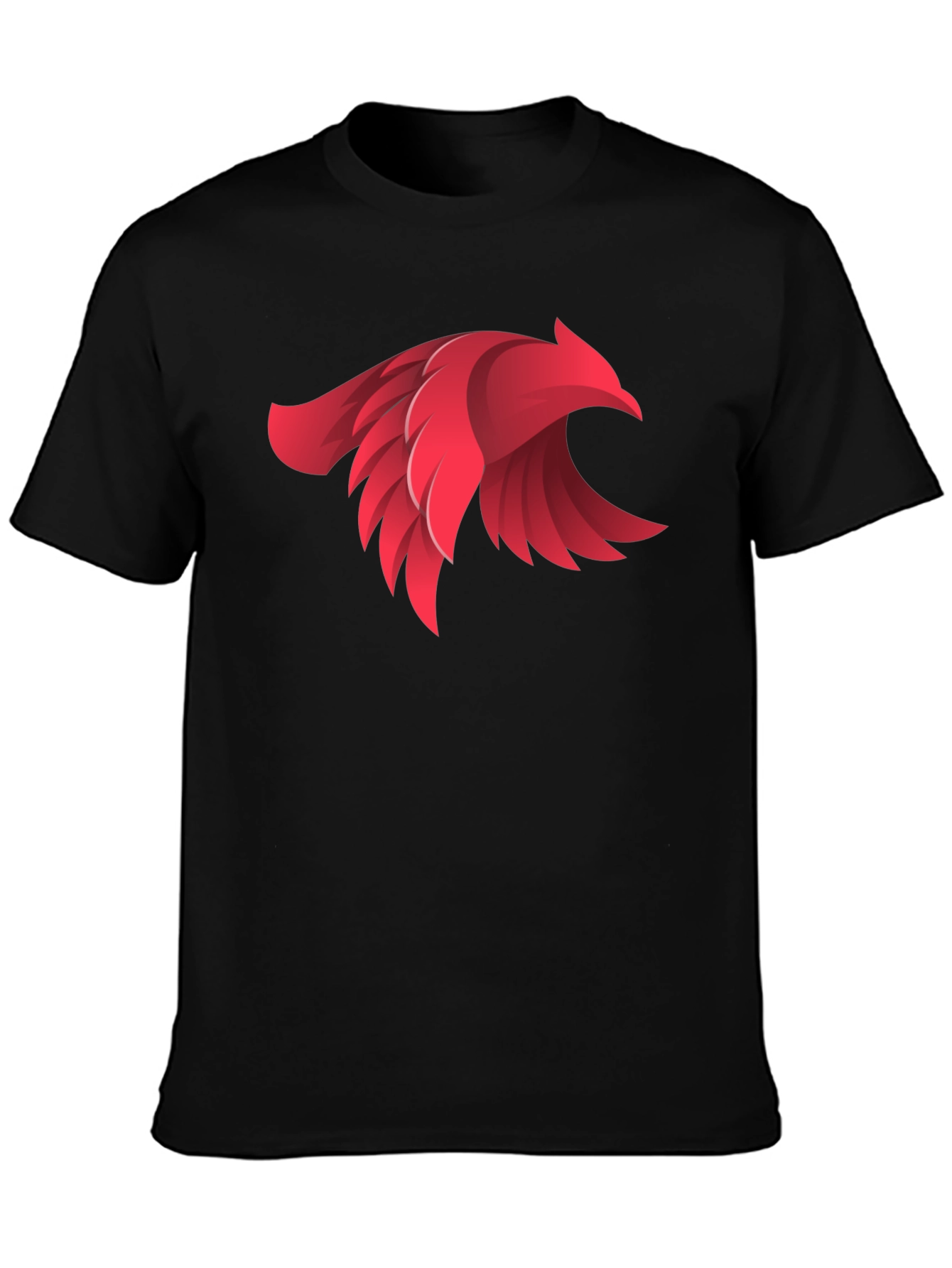 Bold Red Bird Graphic Black T-Shirt
