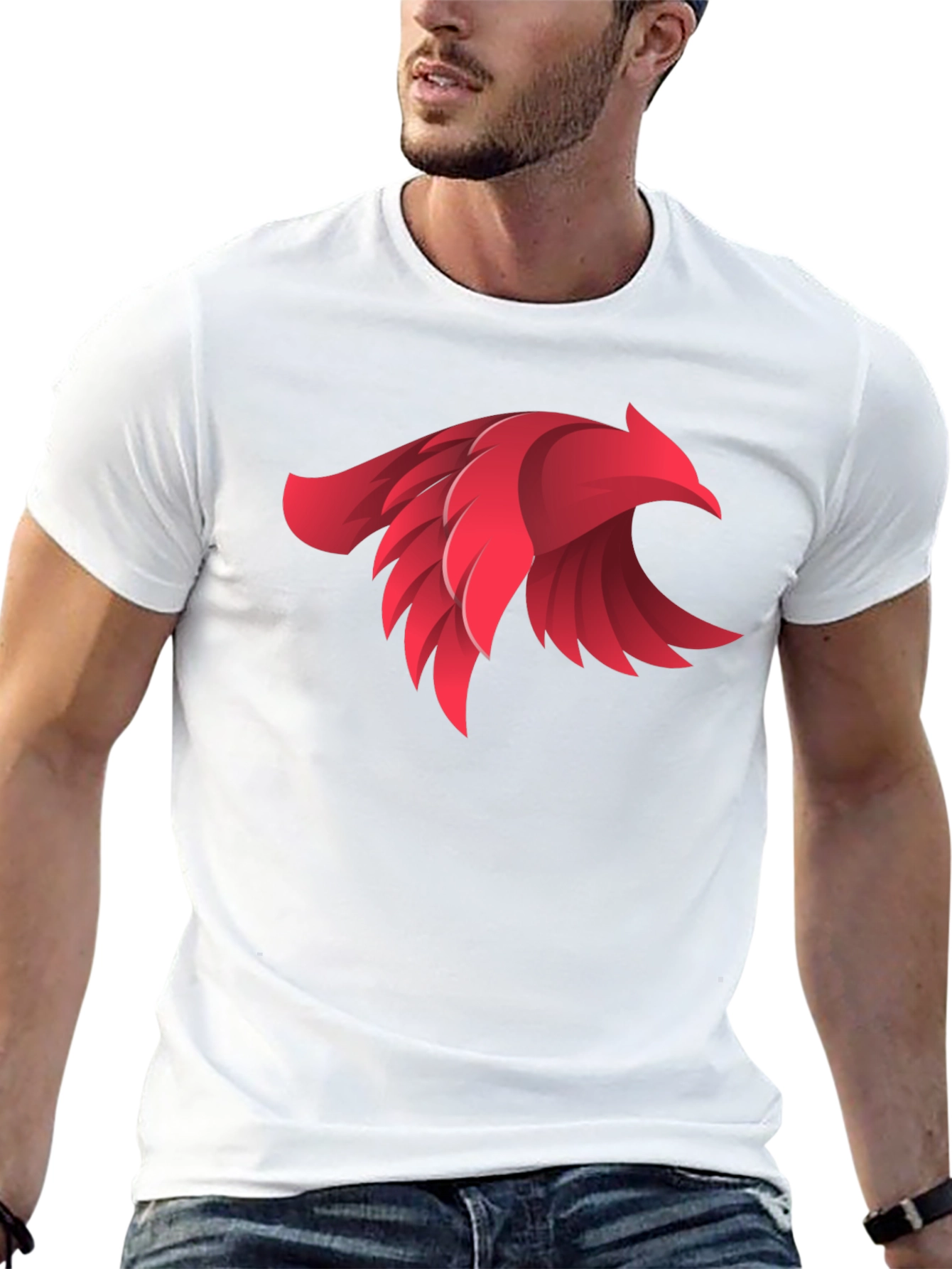 Bold Red Bird Graphic Black T-Shirt