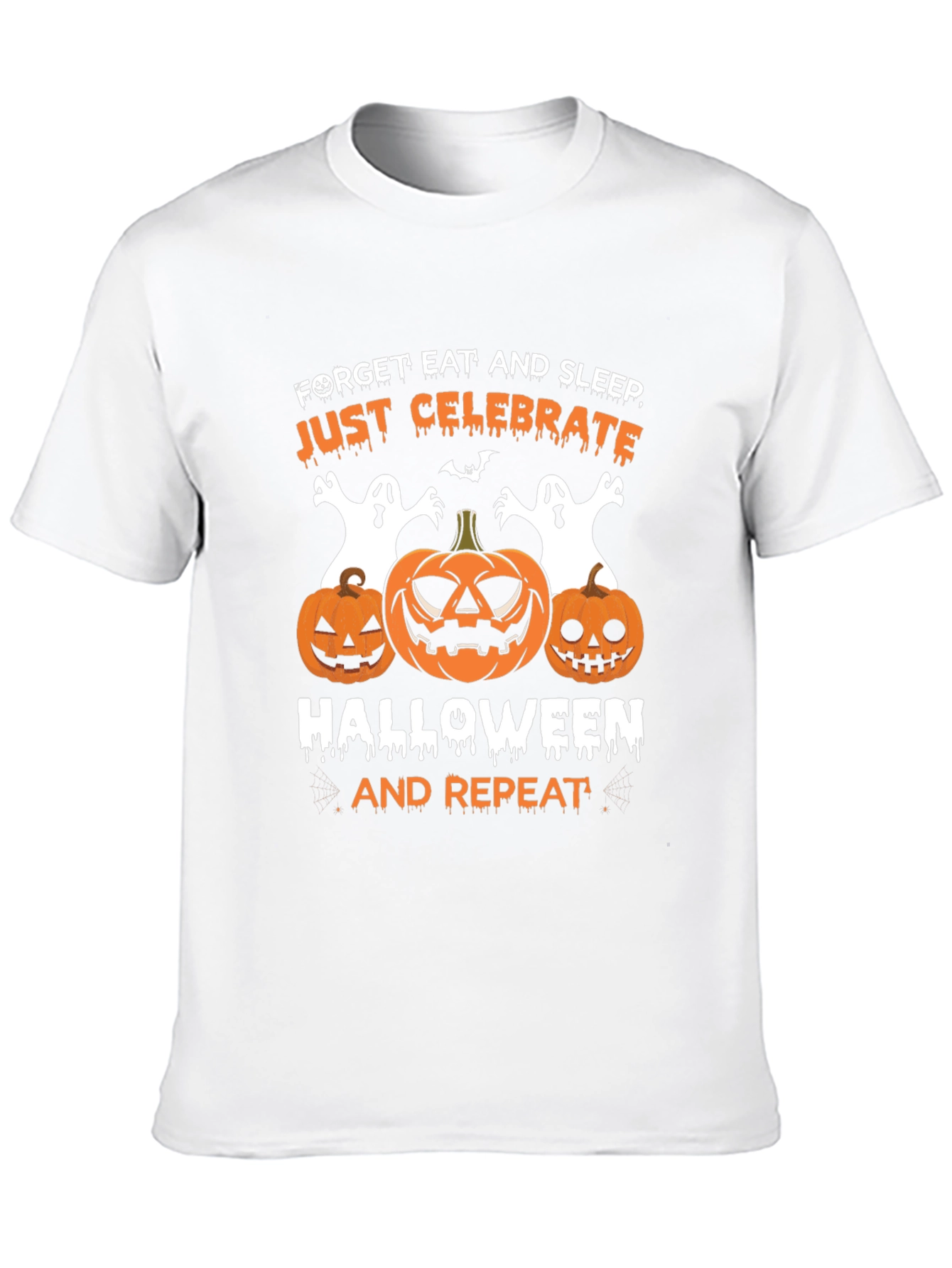 Halloween T-Shirt: Celebrate Pumpkins Ghosts Black Tee