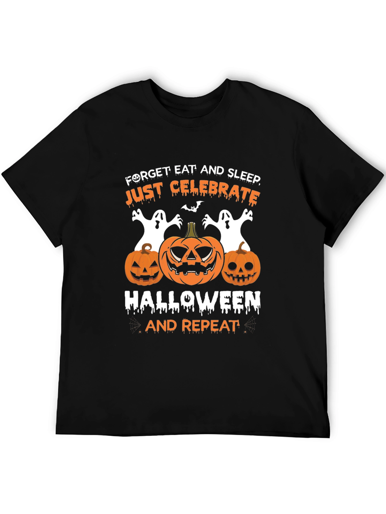 Halloween T-Shirt: Celebrate Pumpkins Ghosts Black Tee