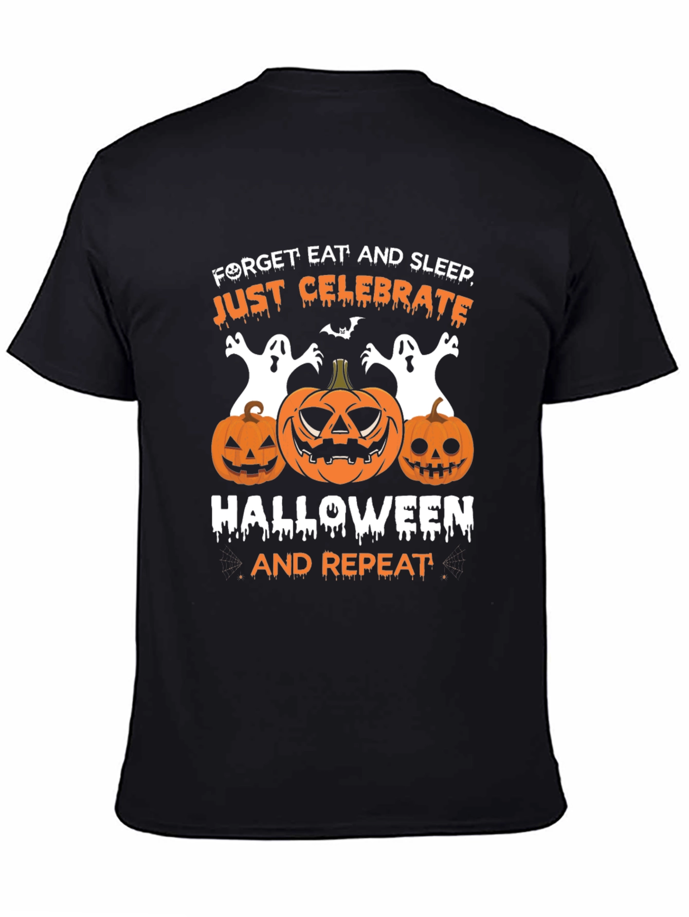 Halloween T-Shirt: Celebrate Pumpkins Ghosts Black Tee
