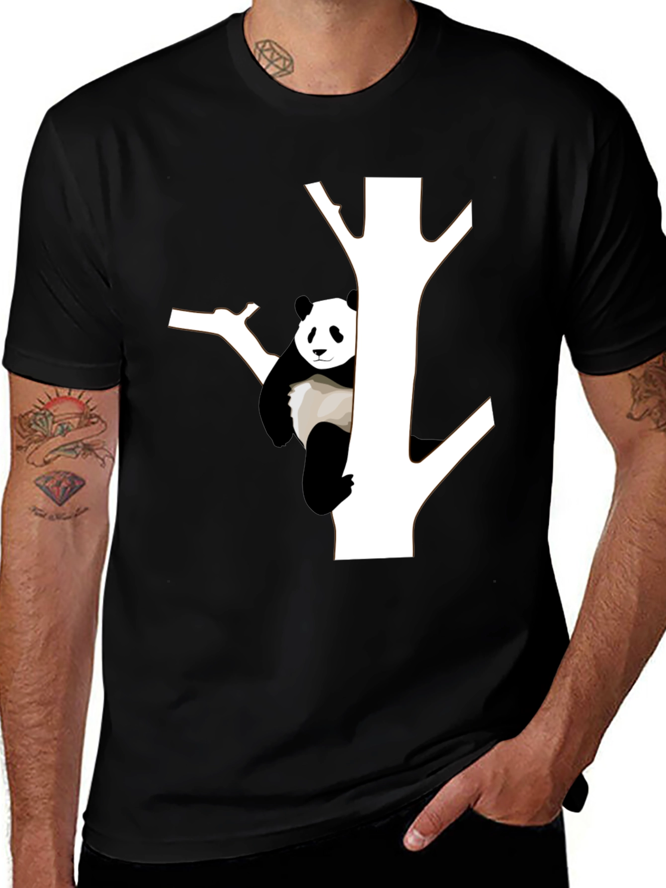 Panda Tree Black T-Shirt