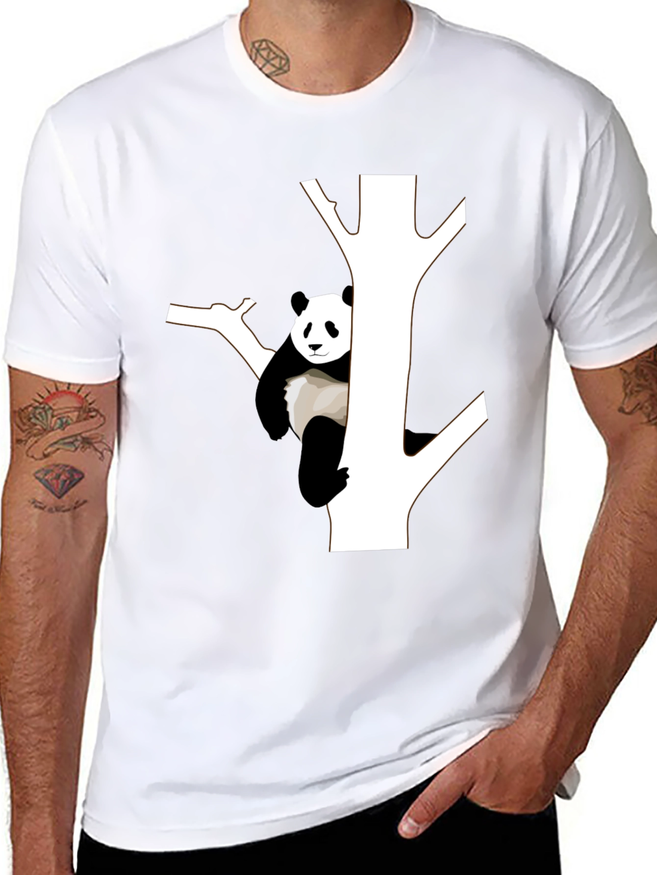 Panda Tree Black T-Shirt