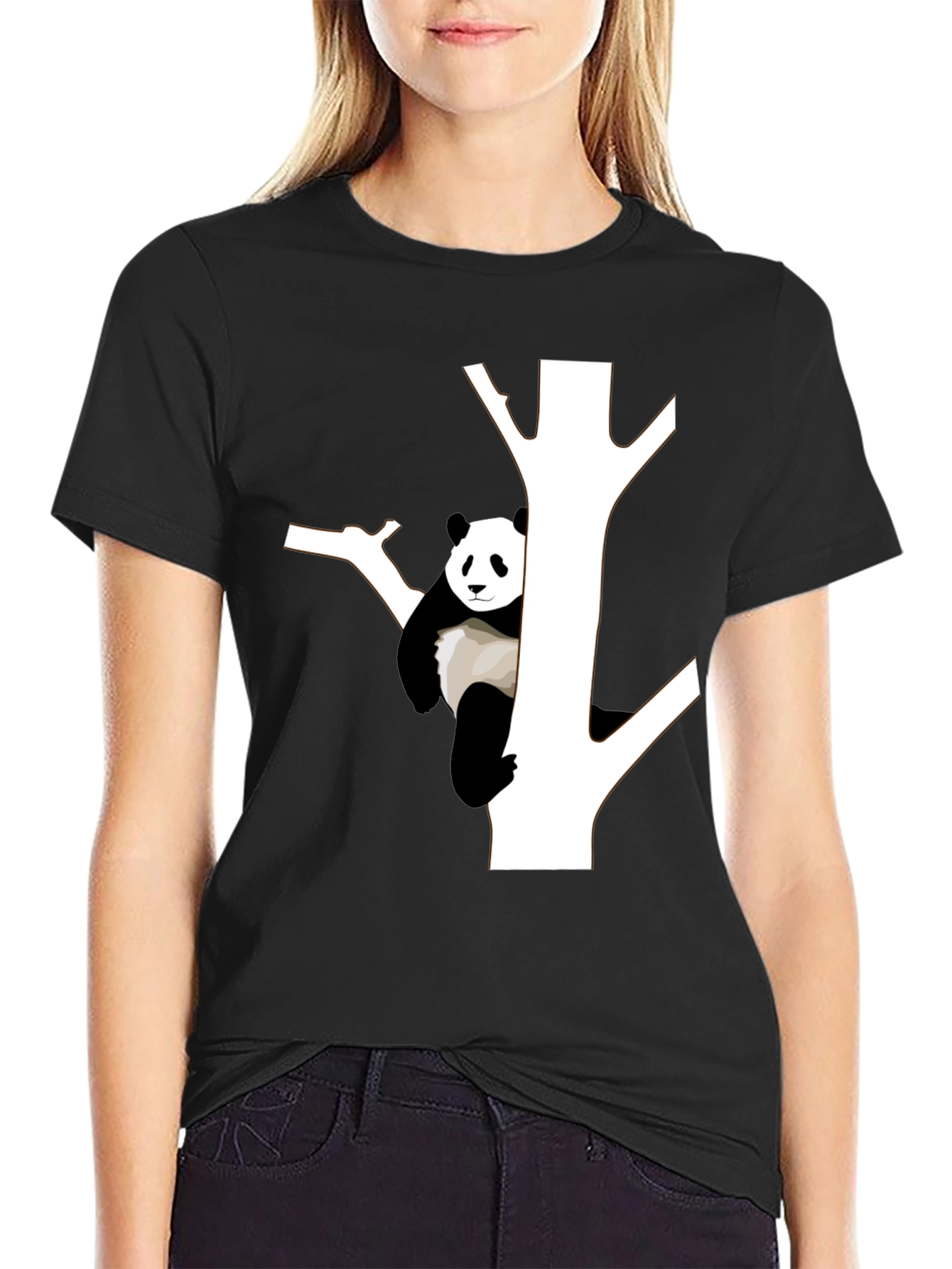 Panda Tree Black T-Shirt