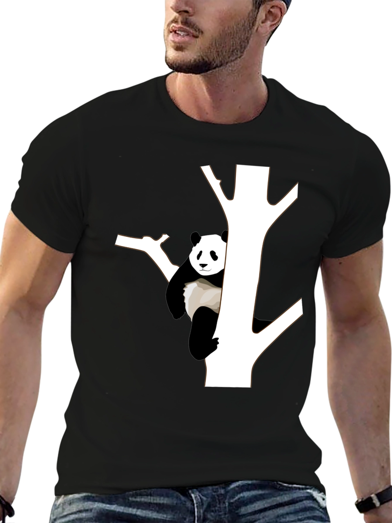 Panda Tree Black T-Shirt