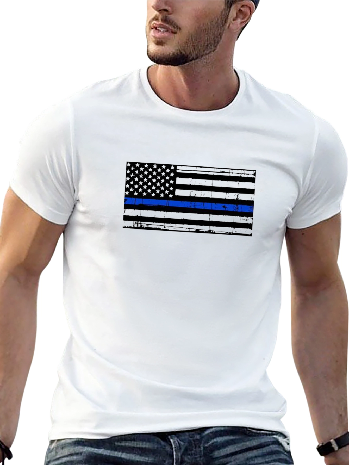 Thin Blue Line Flag Graphic T-Shirt