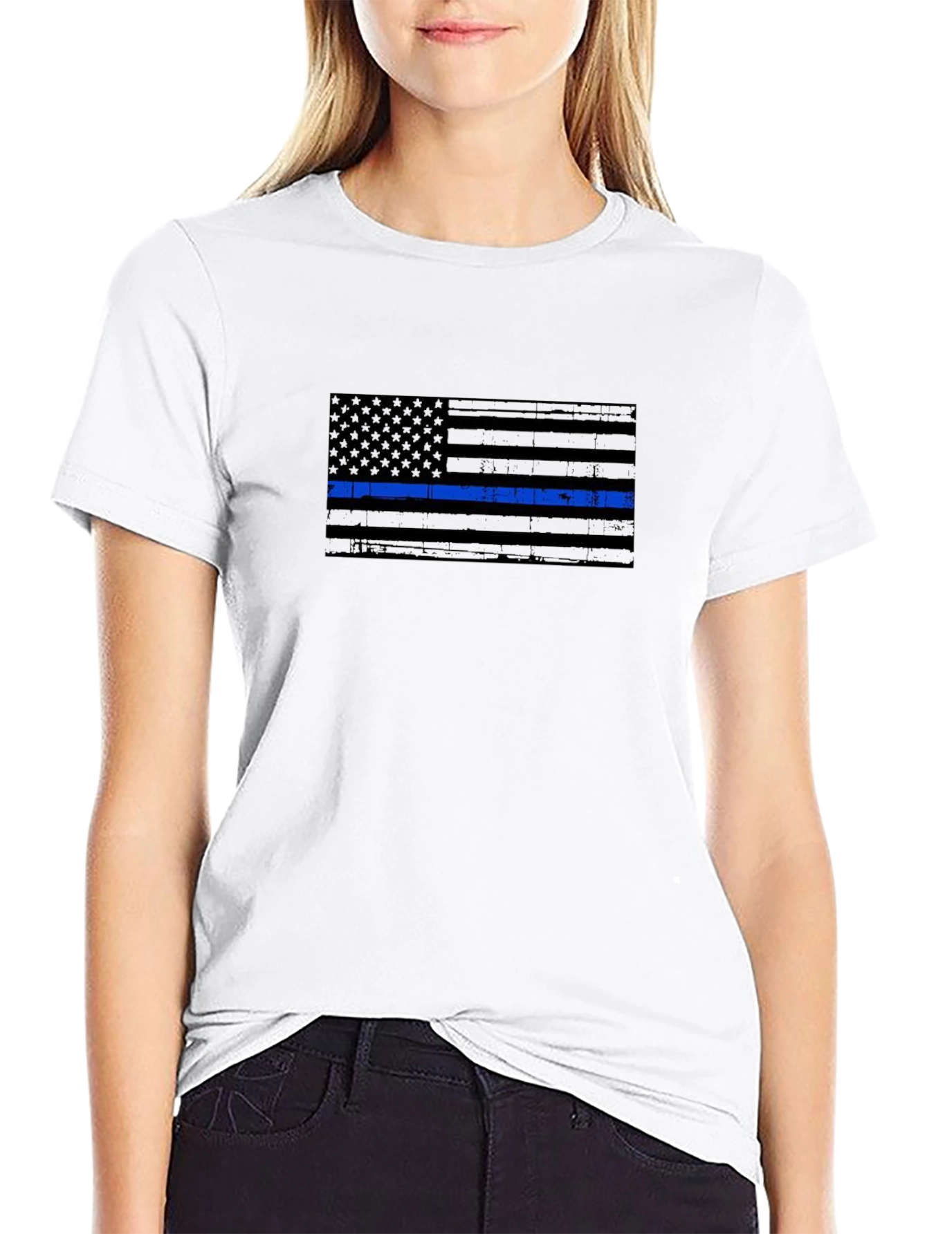 Thin Blue Line Flag Graphic T-Shirt