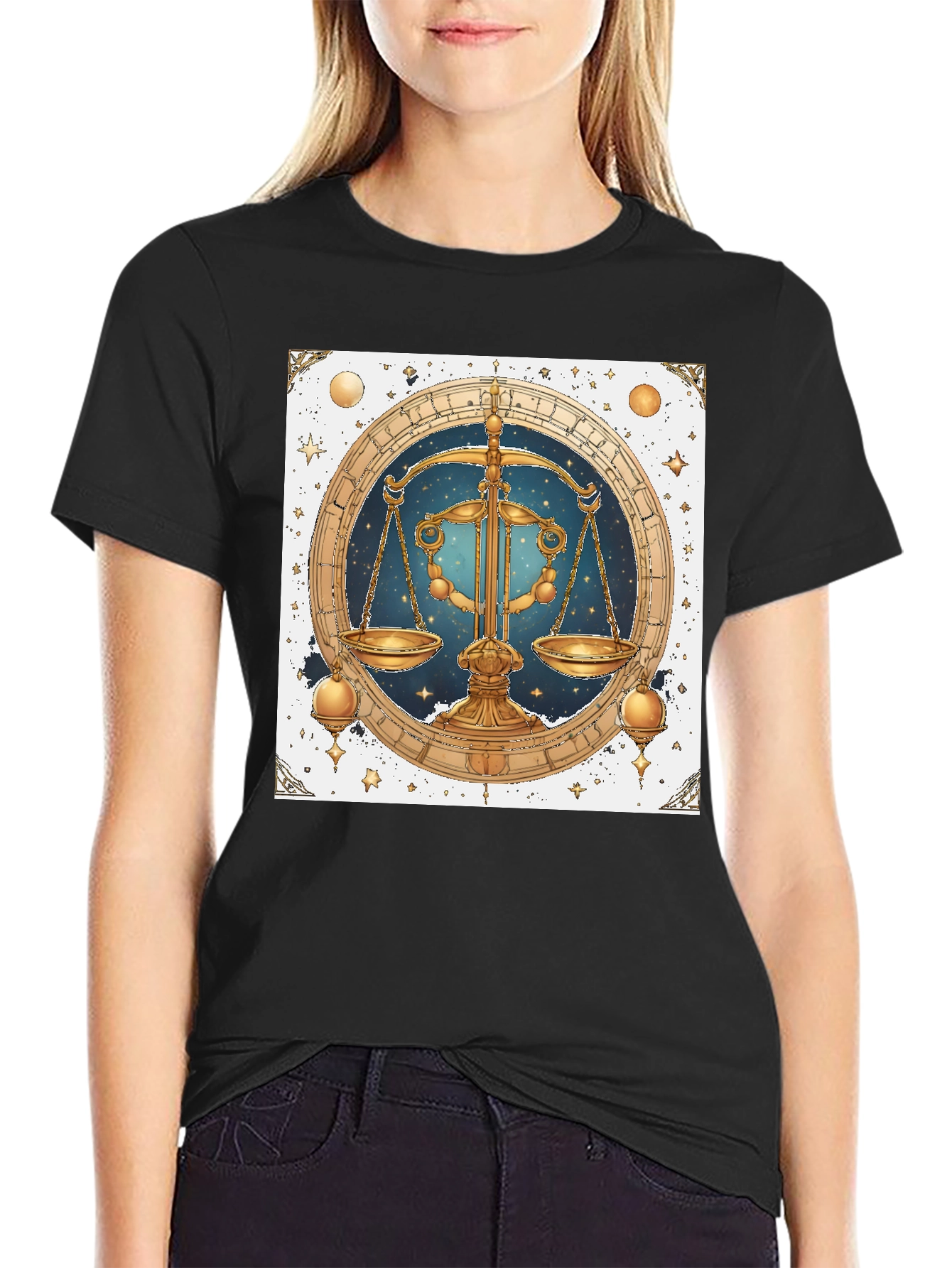 Libra Zodiac Graphic Tee - Stylish Black Shirt