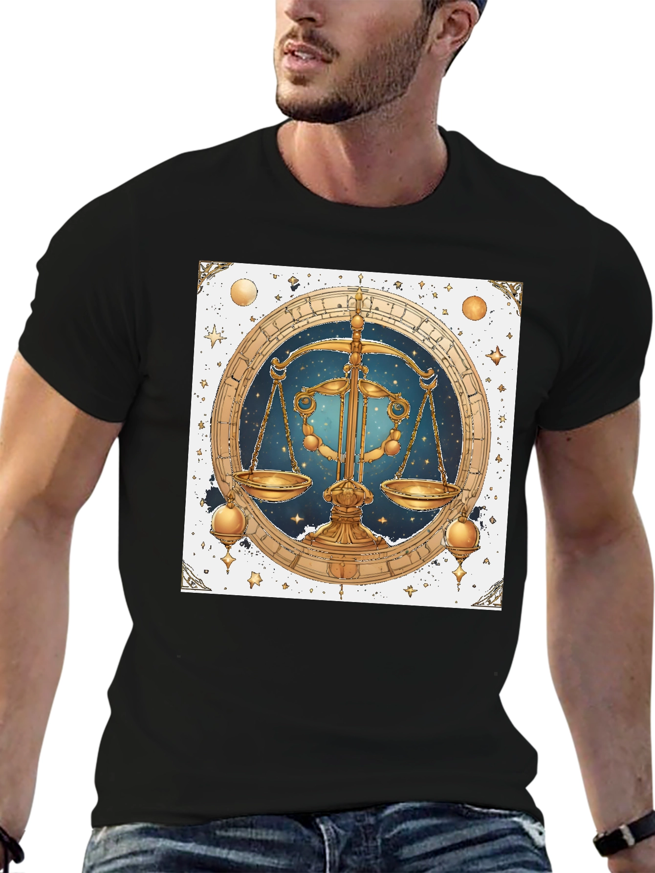 Libra Zodiac Graphic Tee - Stylish Black Shirt