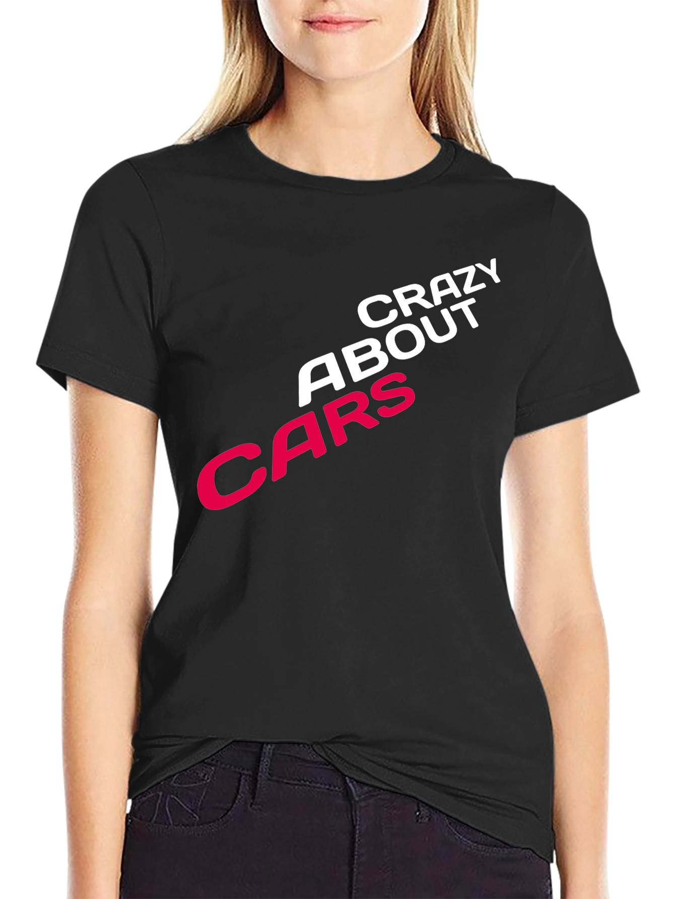 Crazy About Cars Graphic Tee - Black Cotton