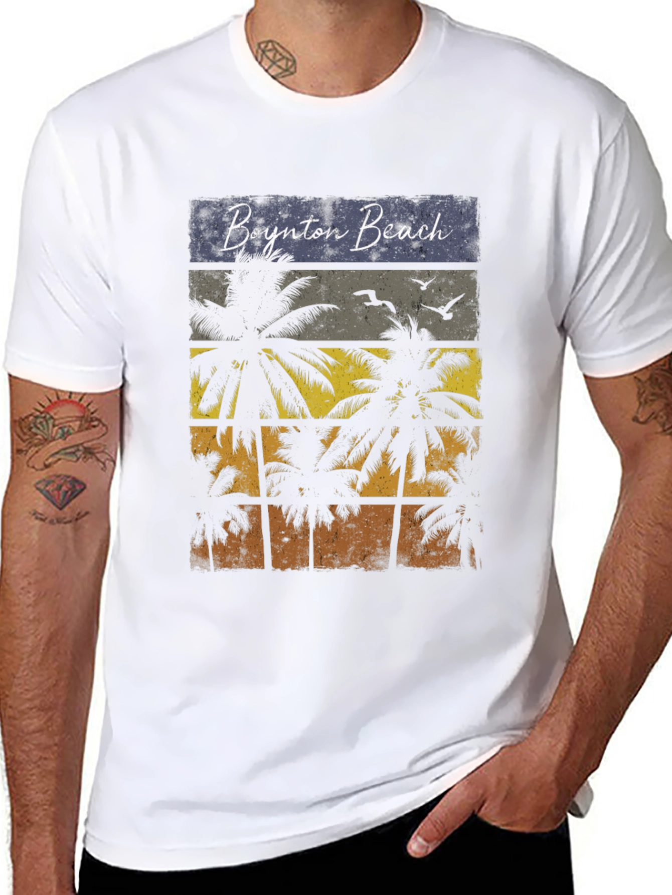 Boynton Beach Retro Palm Tree Graphic T-Shirt