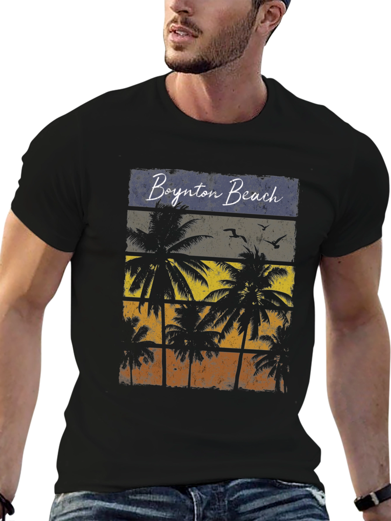Boynton Beach Retro Palm Tree Graphic T-Shirt