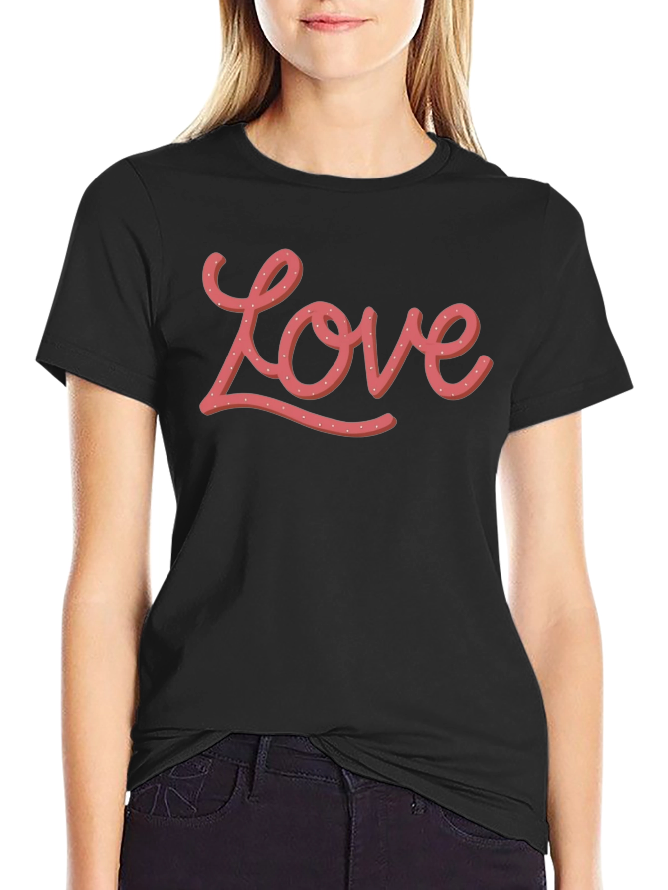 Love Graphic Print Black T-Shirt
