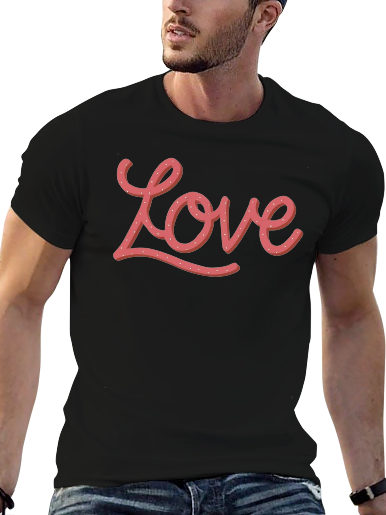 Love Graphic Print Black T-Shirt