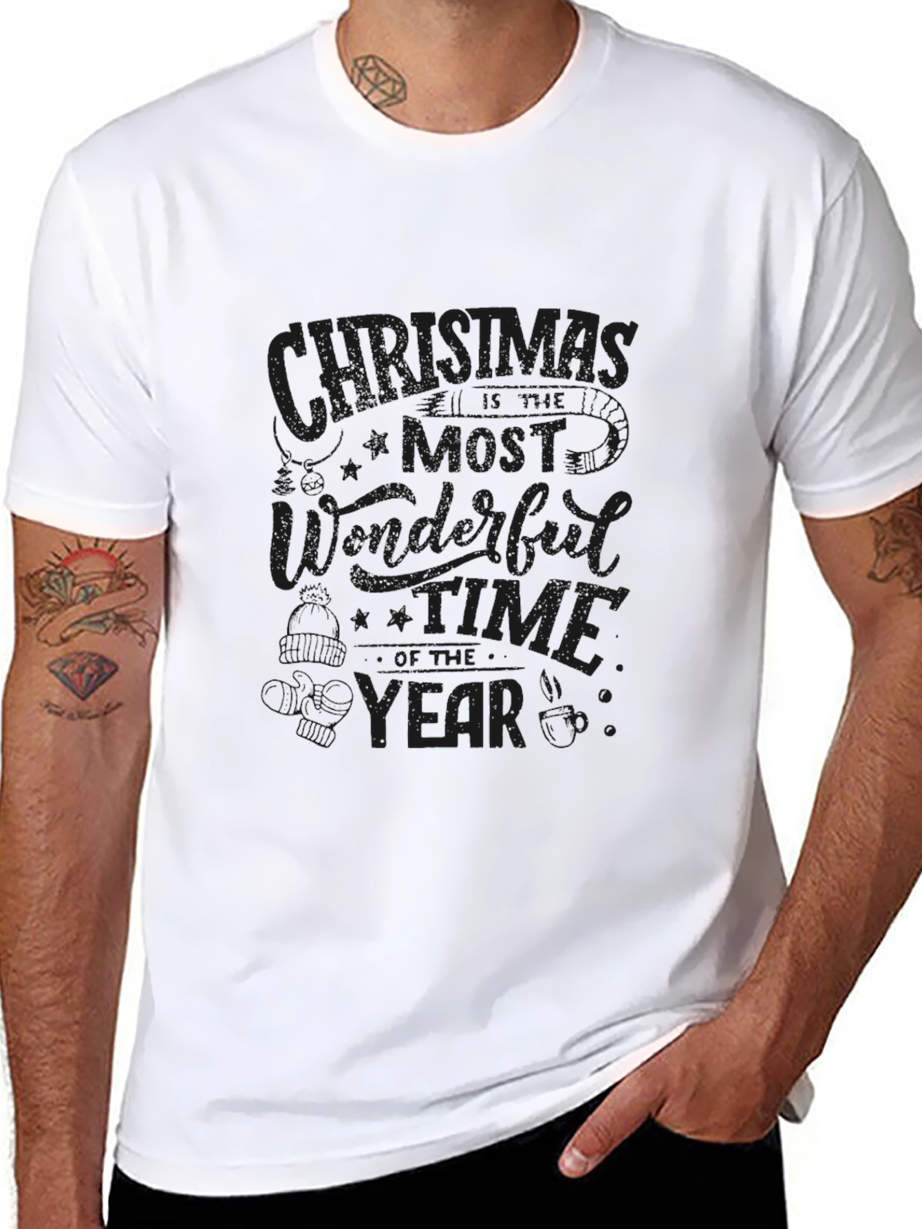 Christmas Wonderful Time Year Black T-Shirt