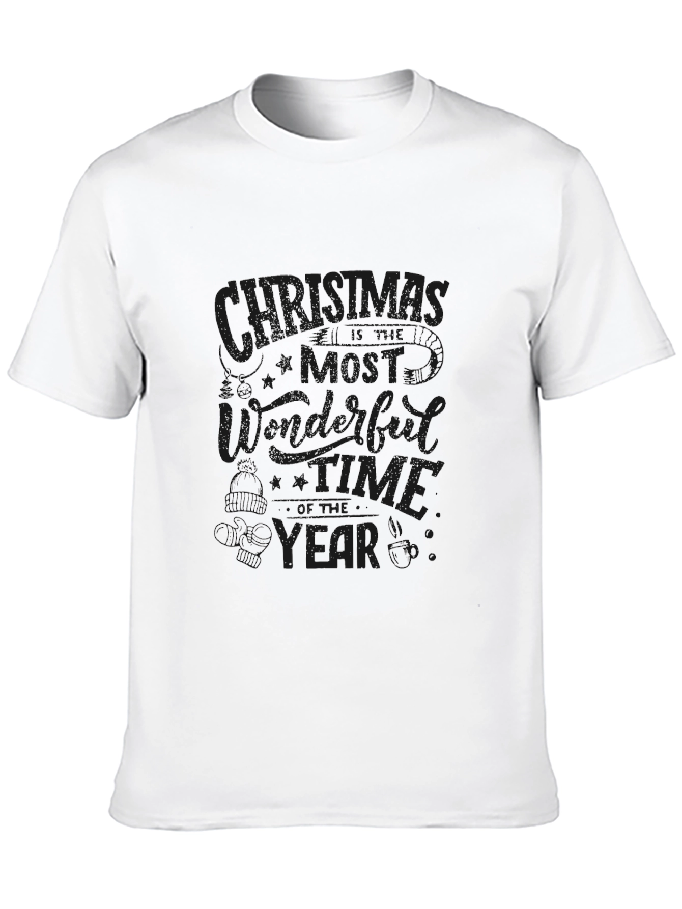 Christmas Wonderful Time Year Black T-Shirt