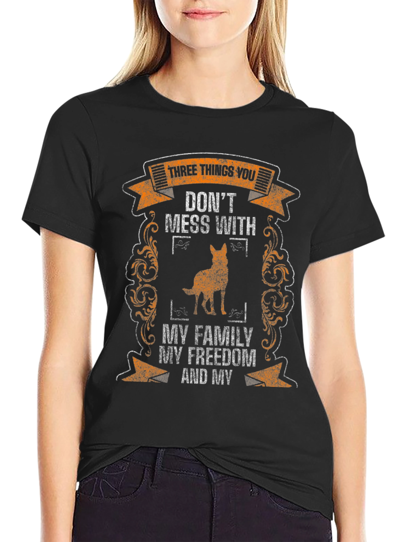 Three Things T-Shirt: Family Freedom Dog