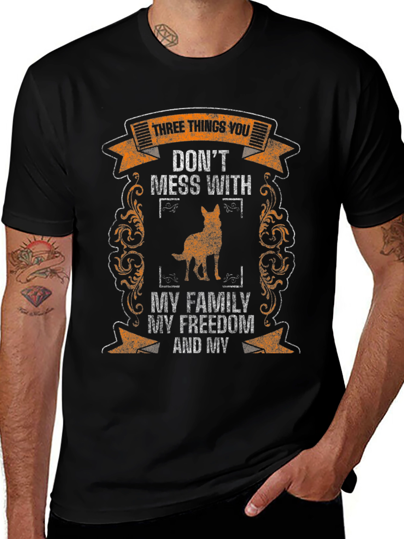 Three Things T-Shirt: Family Freedom Dog