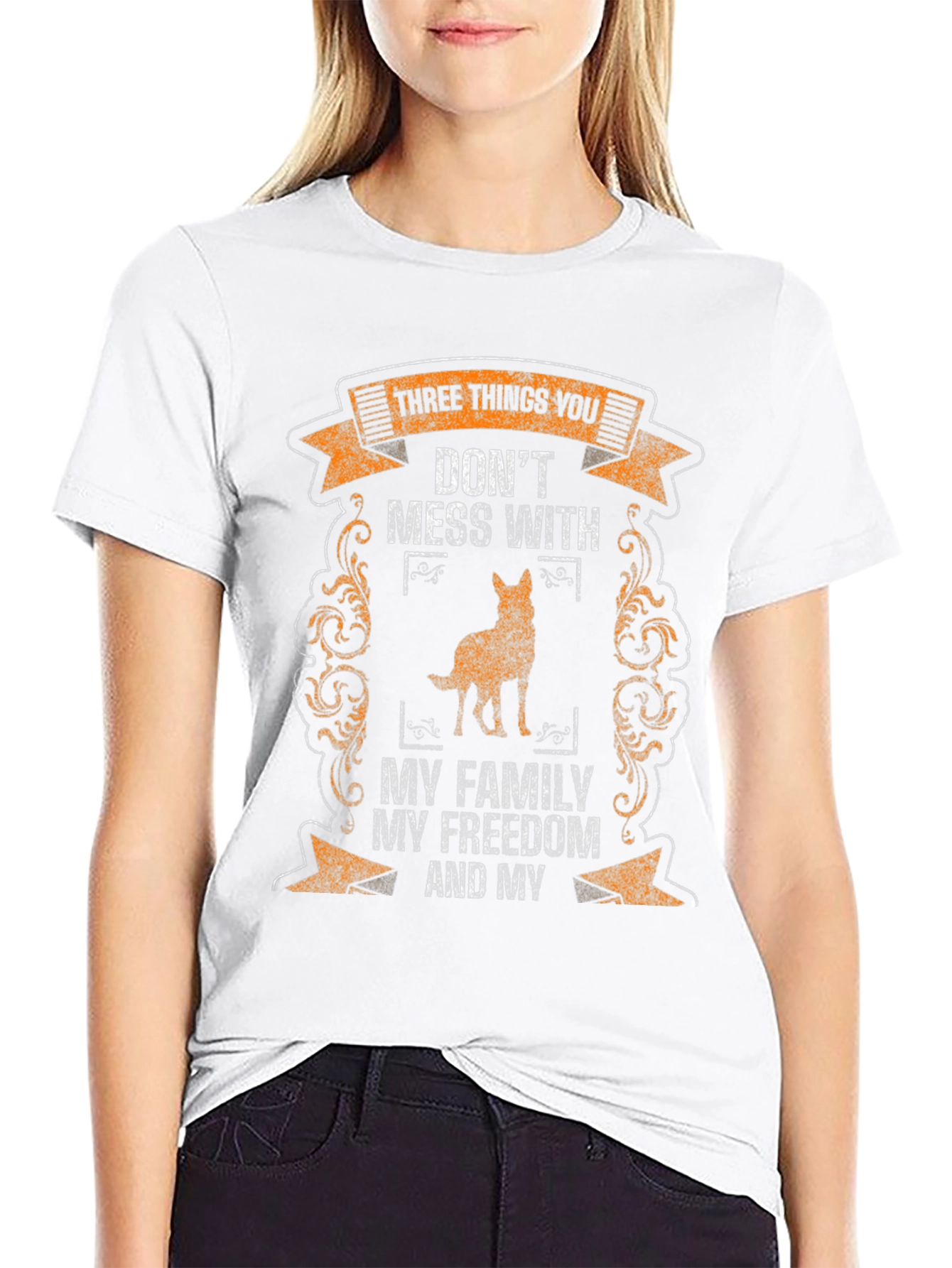 Three Things T-Shirt: Family Freedom Dog