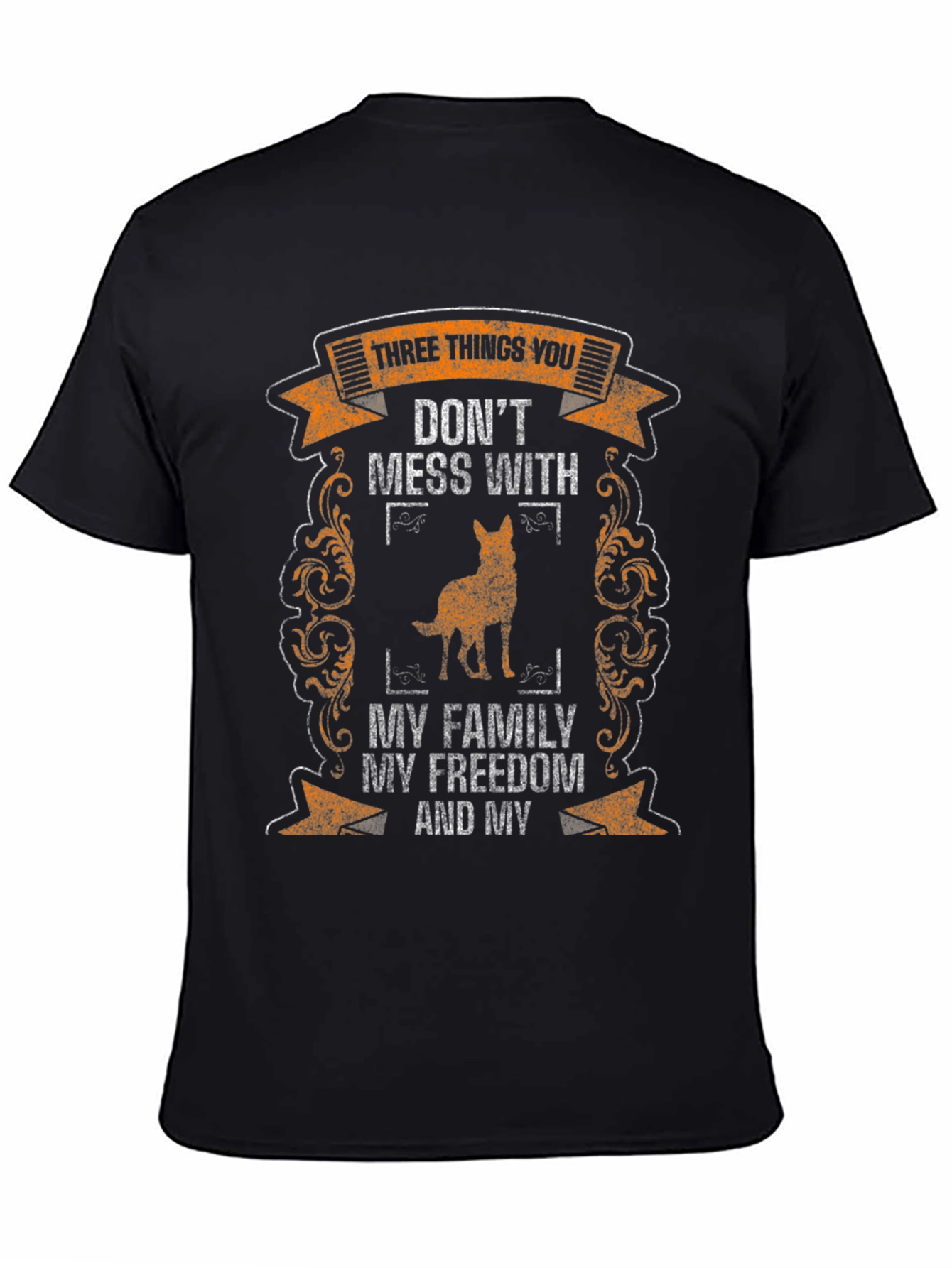 Three Things T-Shirt: Family Freedom Dog