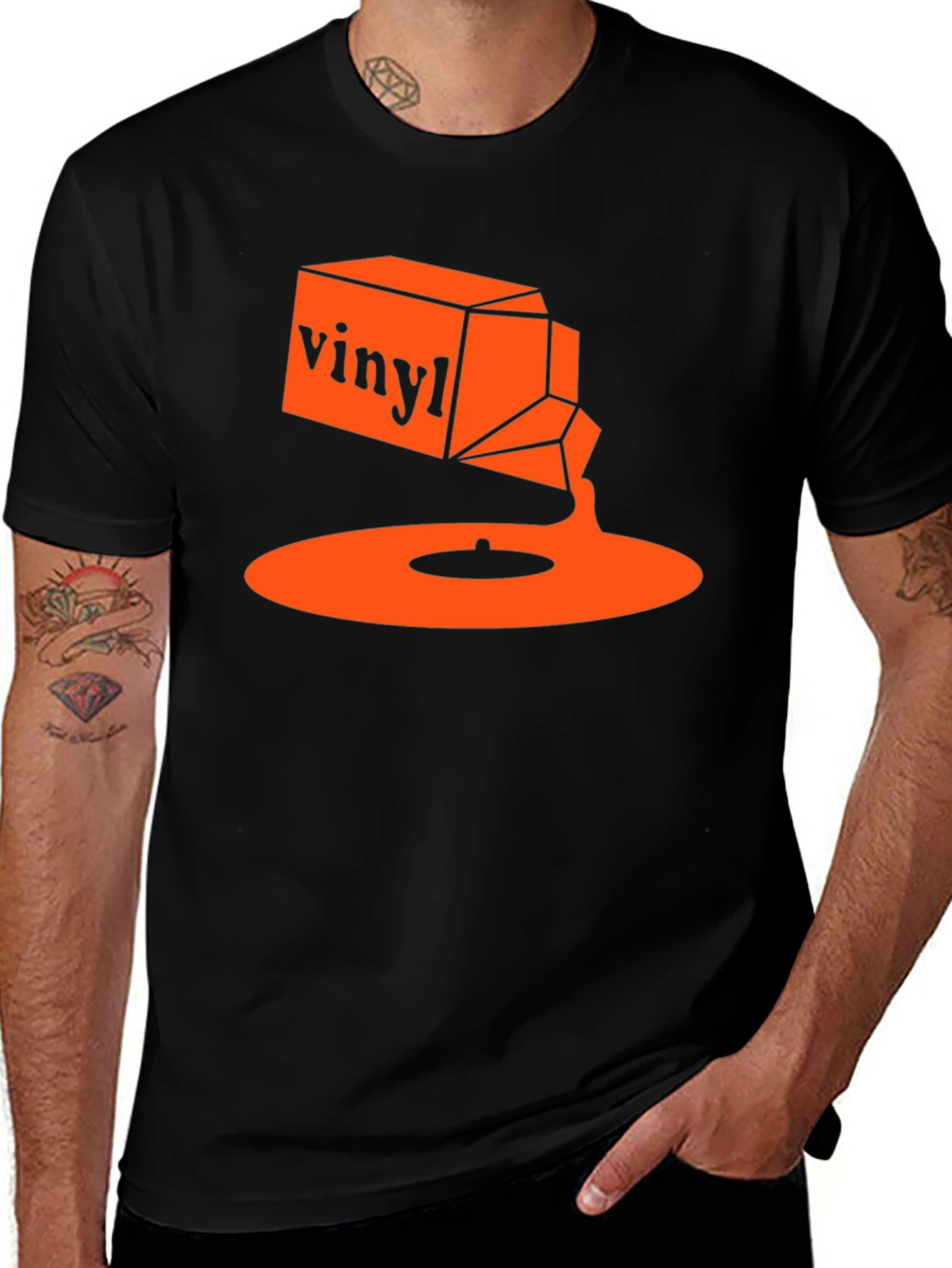 Vinyl Music T-Shirt - Retro Orange Design