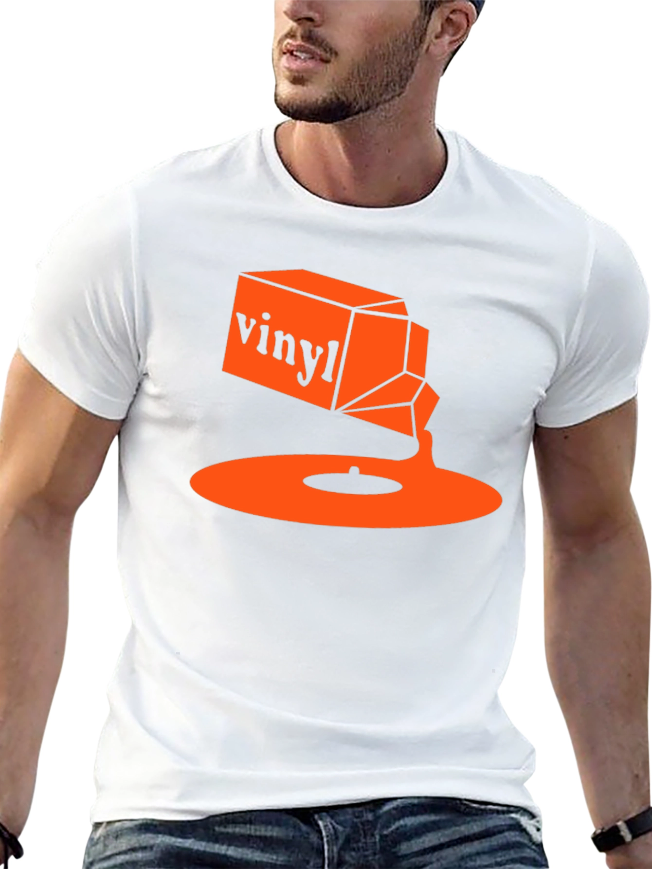 Vinyl Music T-Shirt - Retro Orange Design