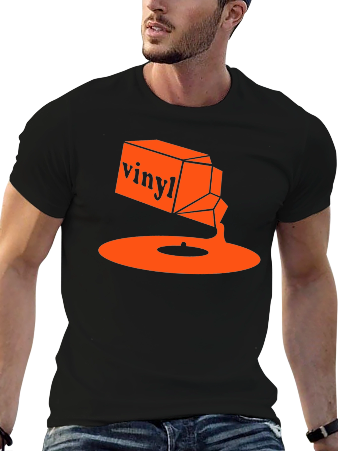 Vinyl Music T-Shirt - Retro Orange Design
