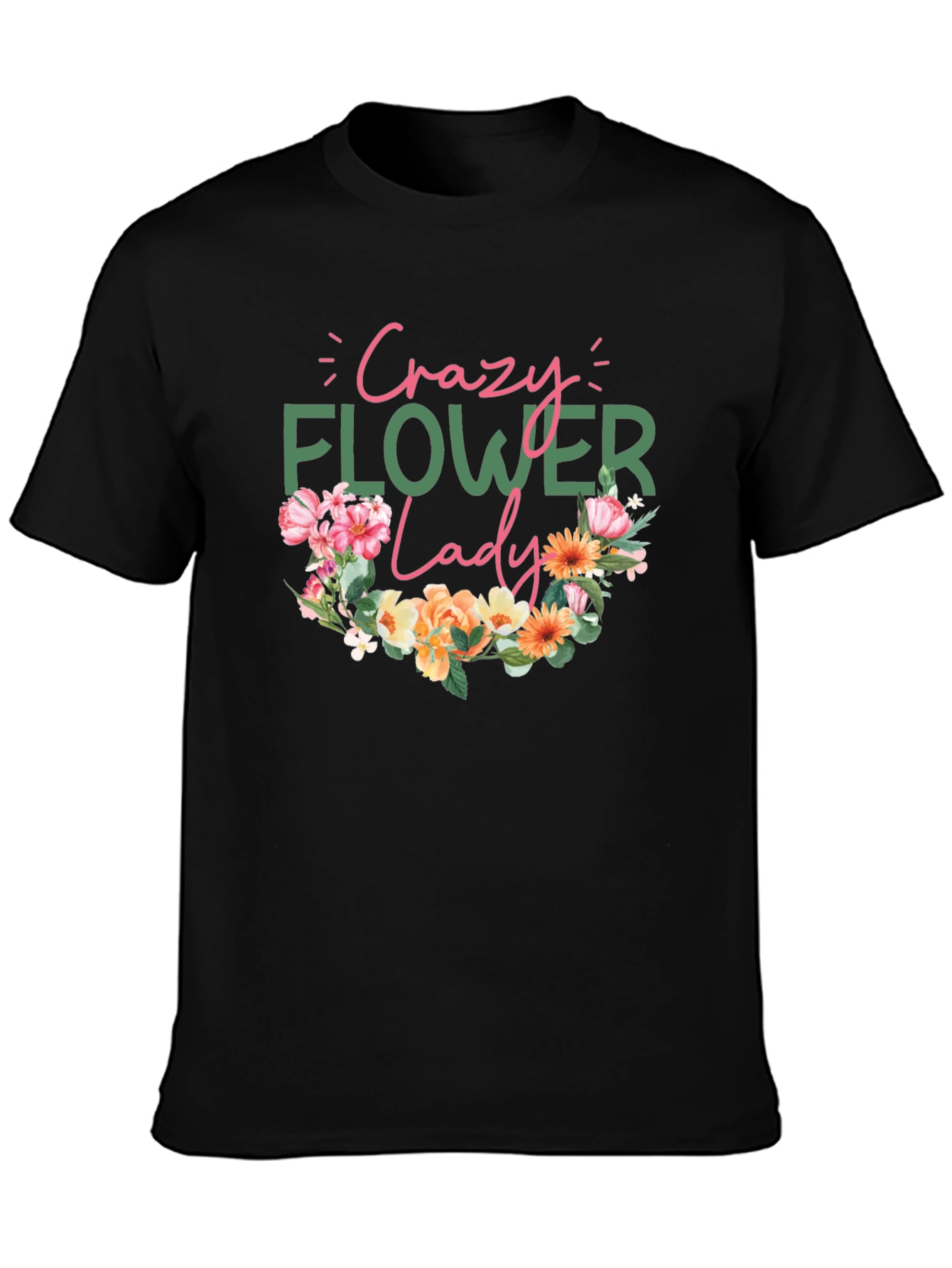 Crazy Flower Lady Graphic Tee - Floral Design
