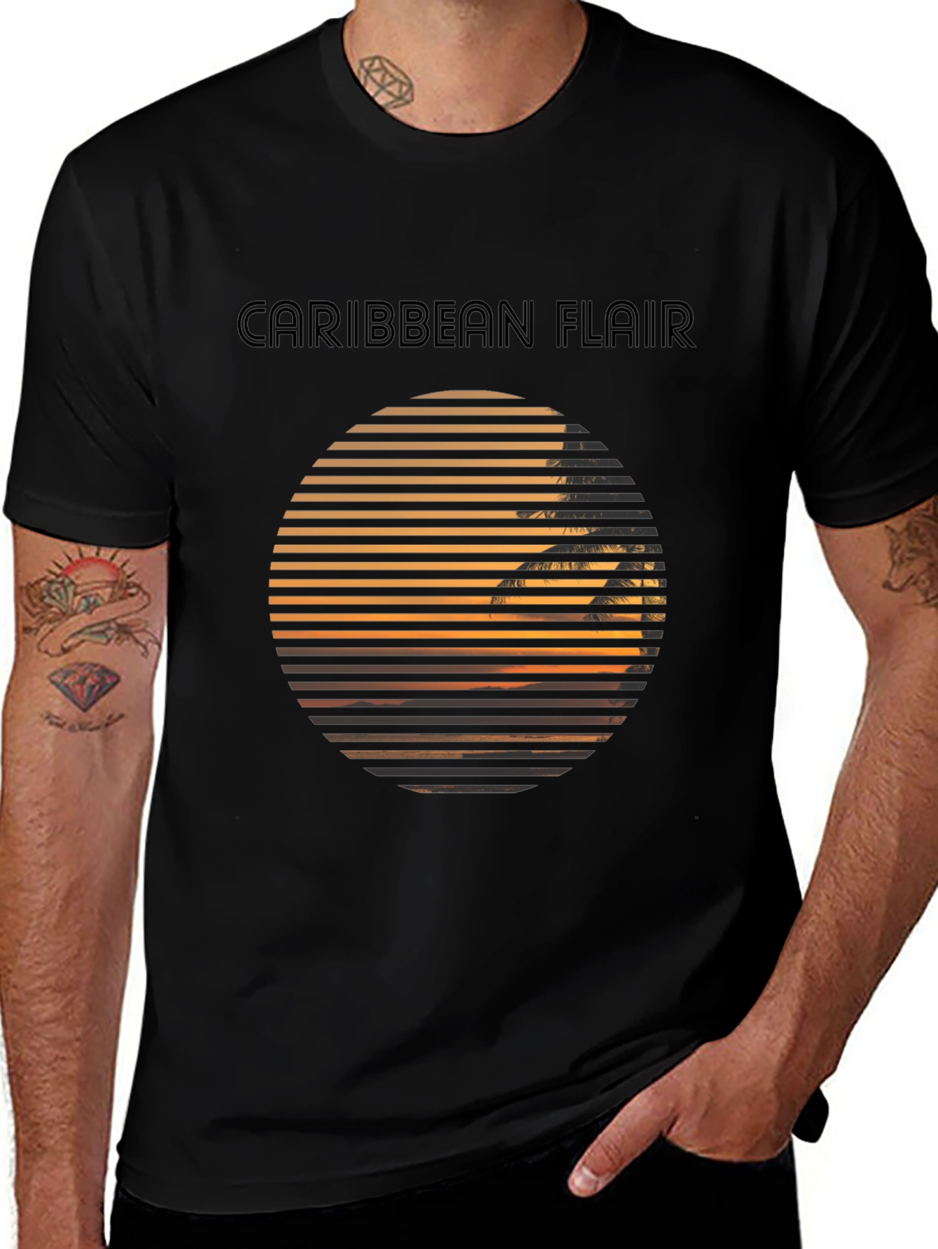 Caribbean Flair Graphic Black T-Shirt