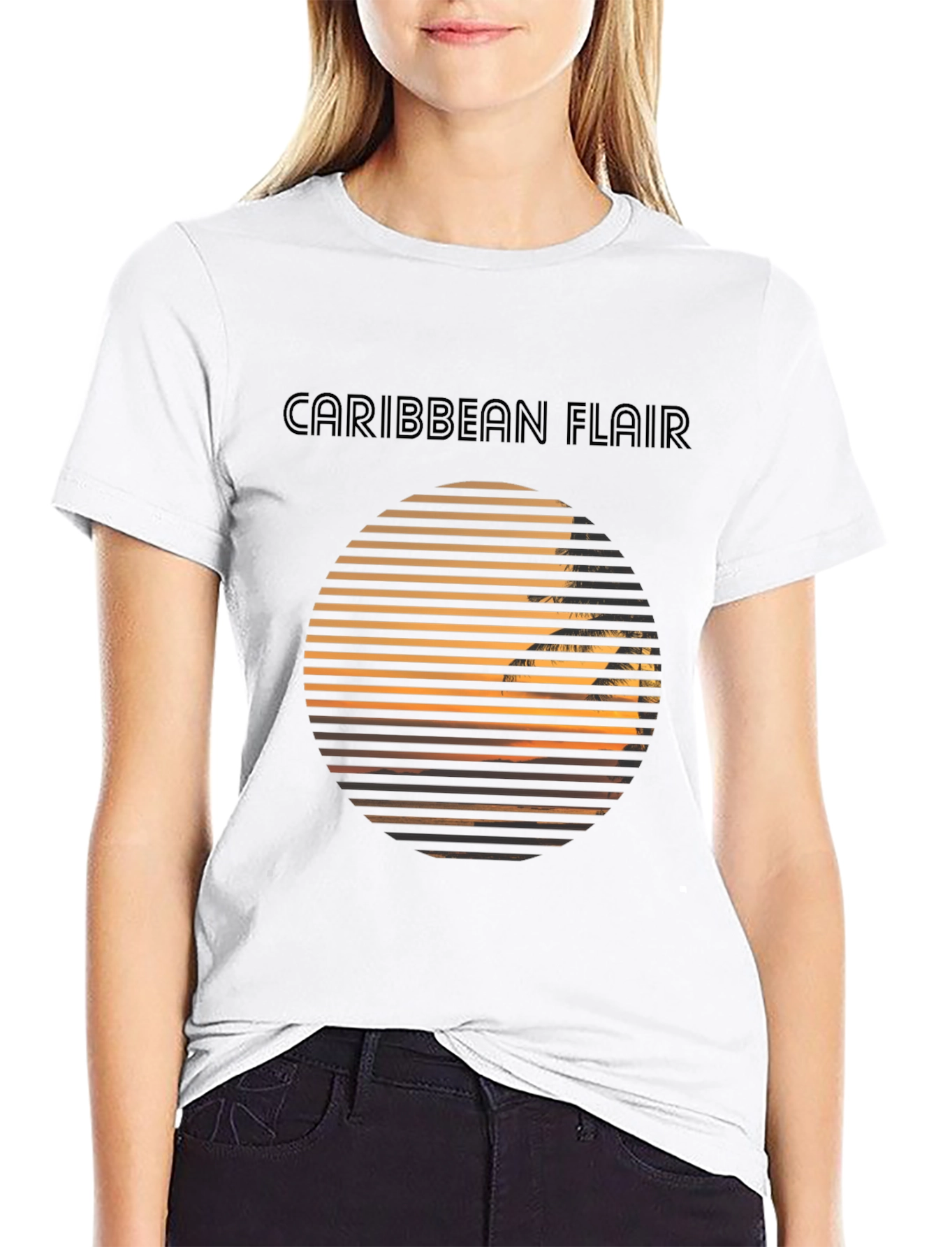 Caribbean Flair Graphic Black T-Shirt