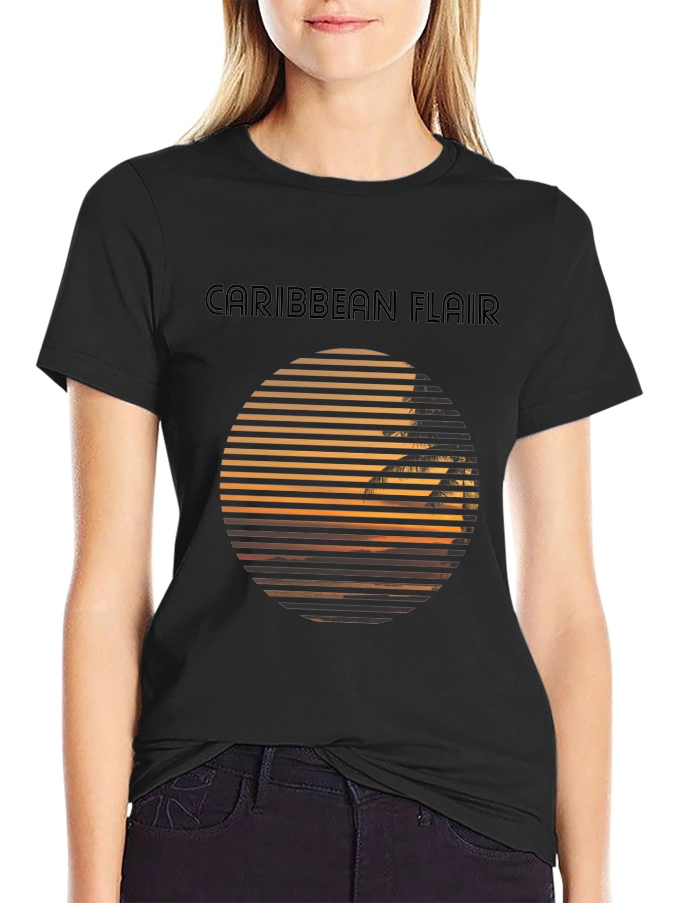 Caribbean Flair Graphic Black T-Shirt